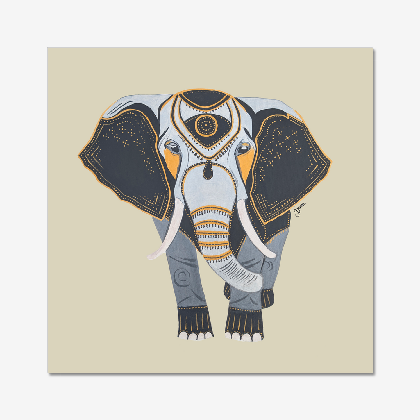 Fine Art Prints- Wisdom - Elephant - Power Animal Collection Monochrome Art by Gemma Jones