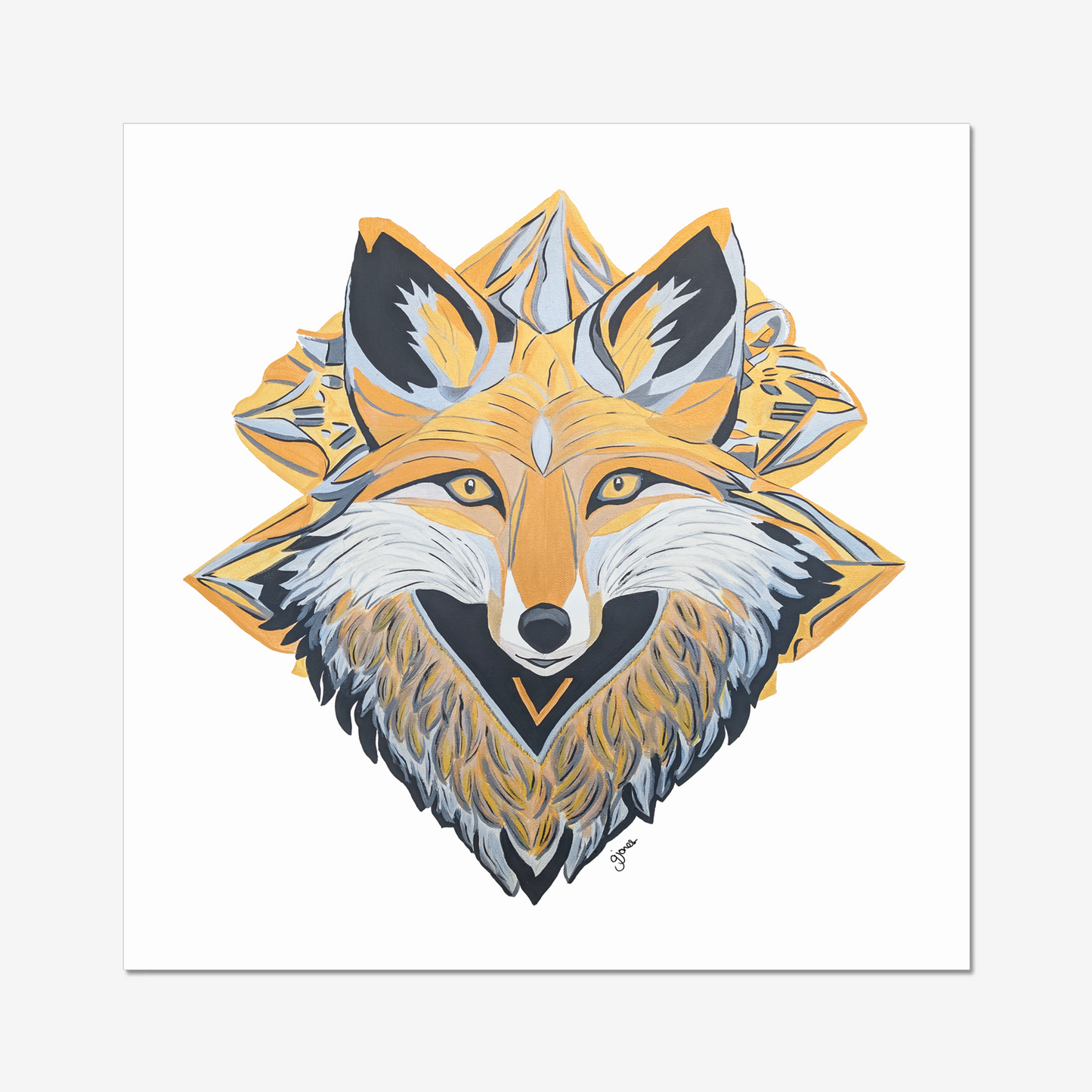 Fine Art Prints-Grace - Fox - Power Animal Collection Monochrome Art by Gemma Jones