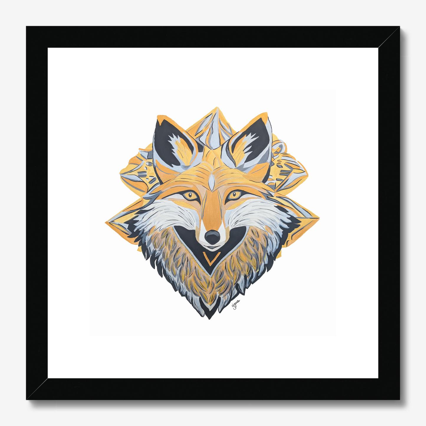 Fine Art Prints-Grace - Fox - Power Animal Collection Monochrome Art by Gemma Jones