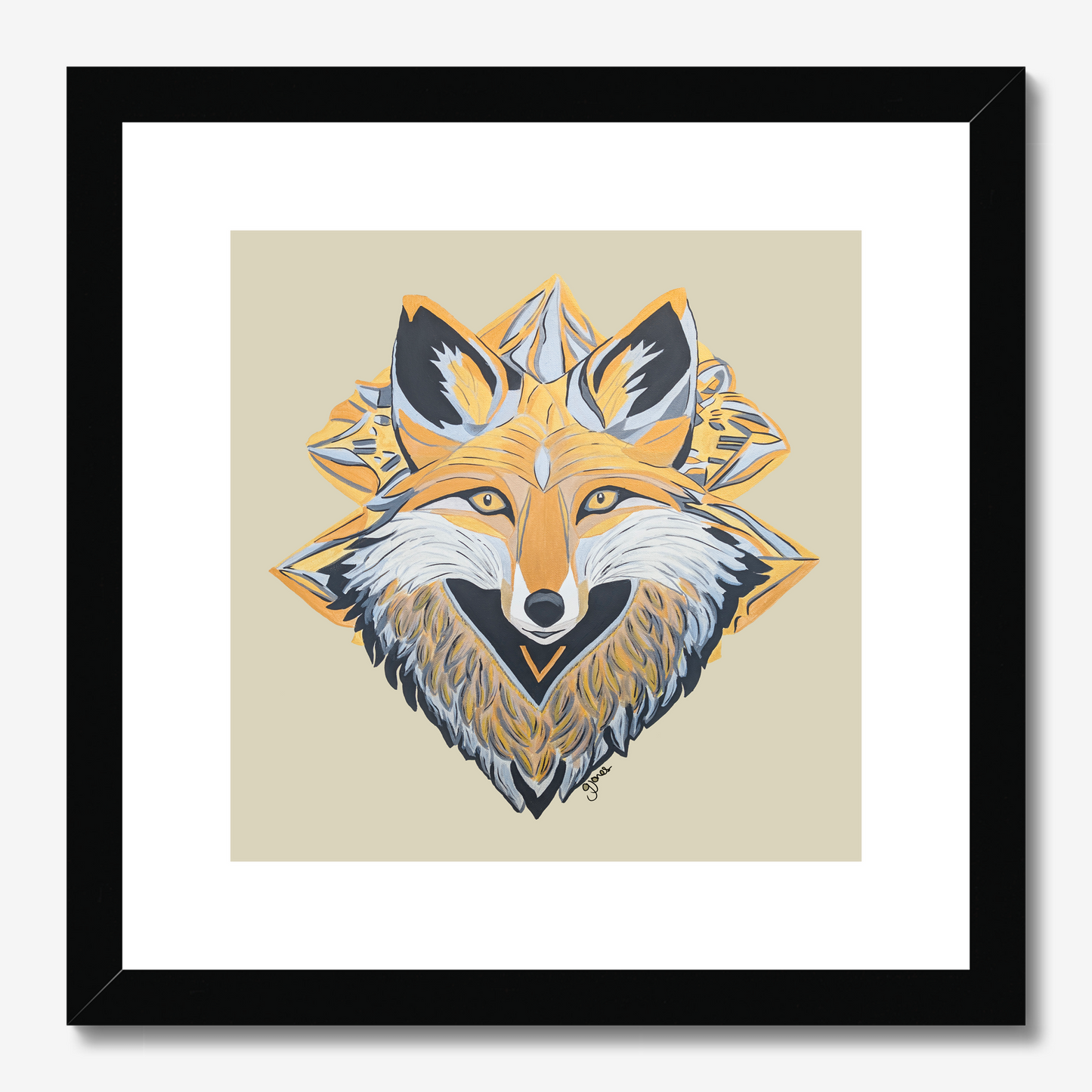 Fine Art Prints-Grace - Fox - Power Animal Collection Monochrome Art by Gemma Jones