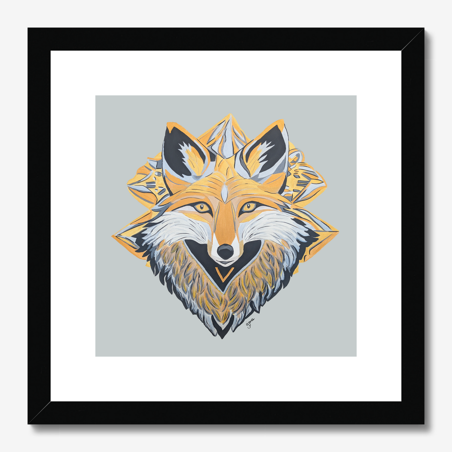 Fine Art Prints-Grace - Fox - Power Animal Collection Monochrome Art by Gemma Jones