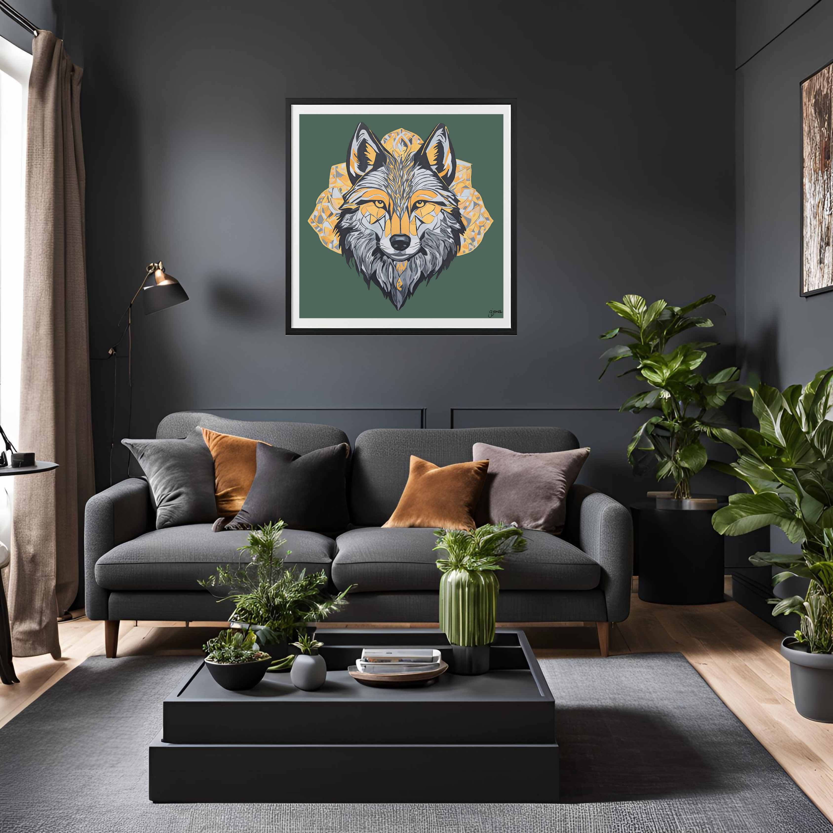 Fine Art Print - Brave - Wolf - Power Animal Collection Monochrome Art by Gemma Jones