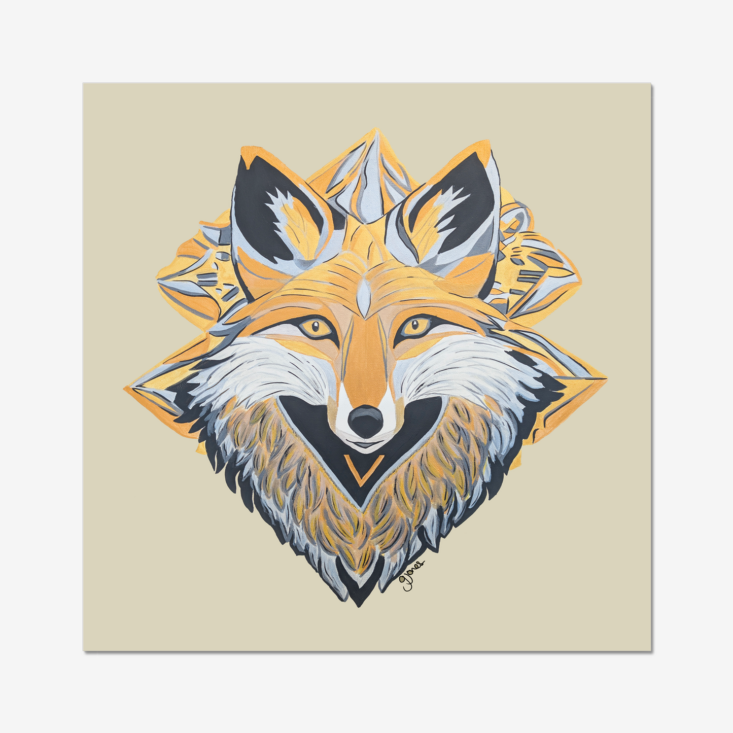 Fine Art Prints-Grace - Fox - Power Animal Collection Monochrome Art by Gemma Jones