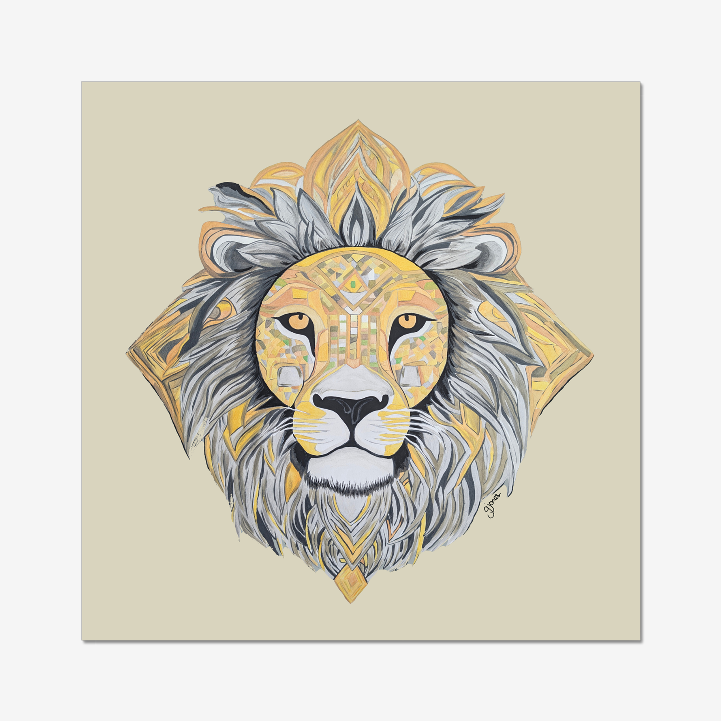 Fine Art Prints - Courageous - Lion - Power Animal Collection Monochrome Art by Gemma Jones