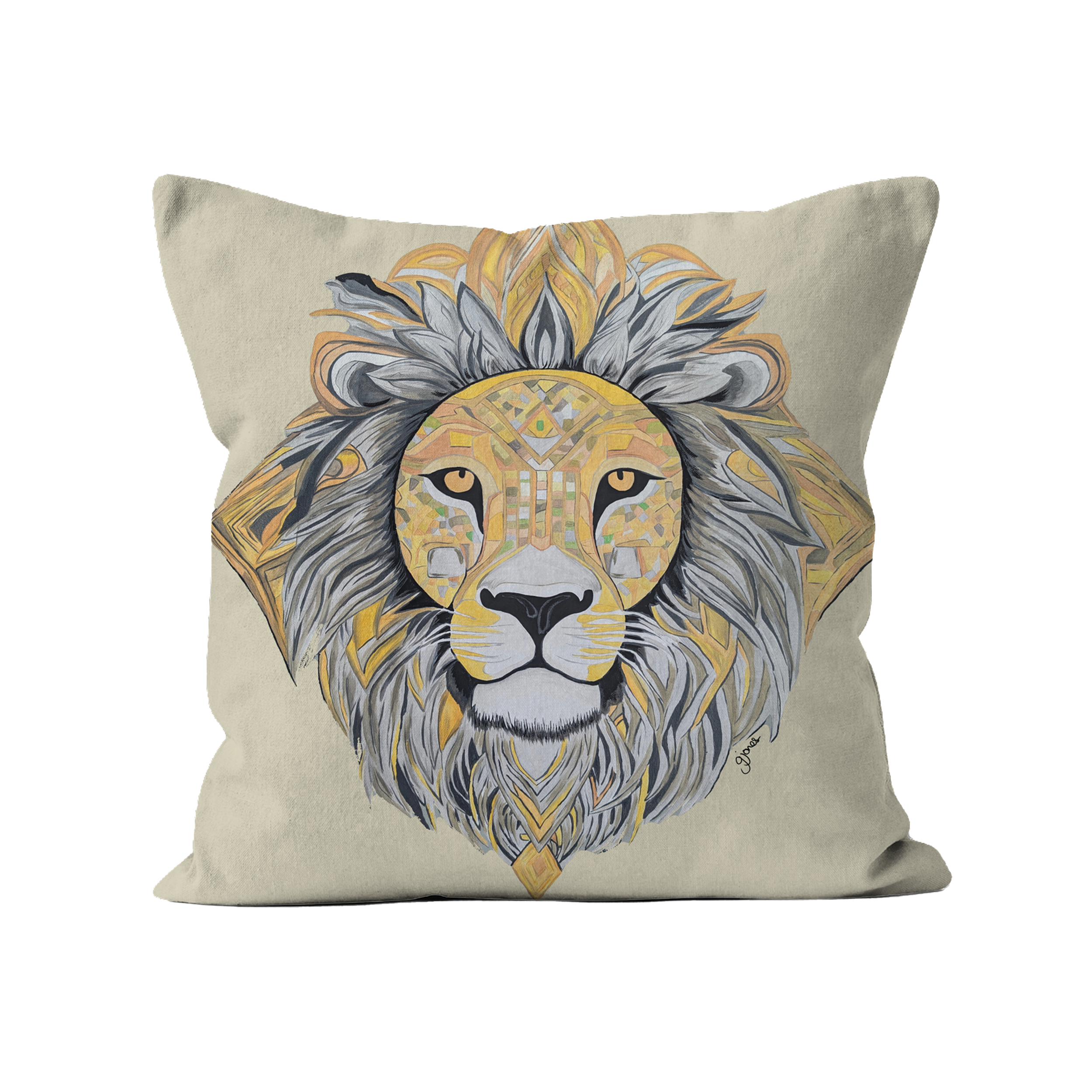 Courageous - Lion -  Original Art on Cushion Covers by Gemma Jones from the Power Animal Collection