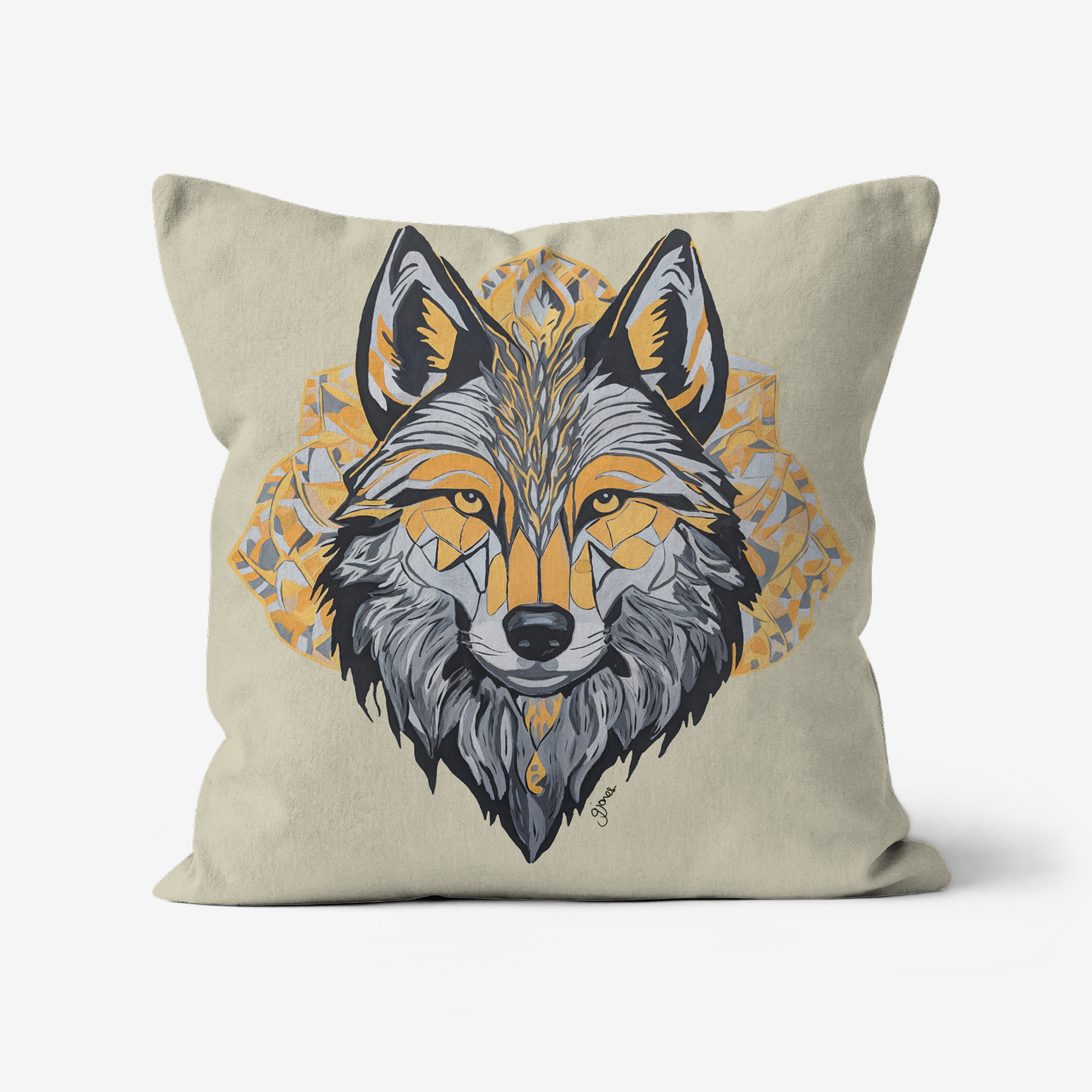 Brave - Wolf -  Original Art on Cushion Covers by Gemma Jones from the Power Animal Collection
