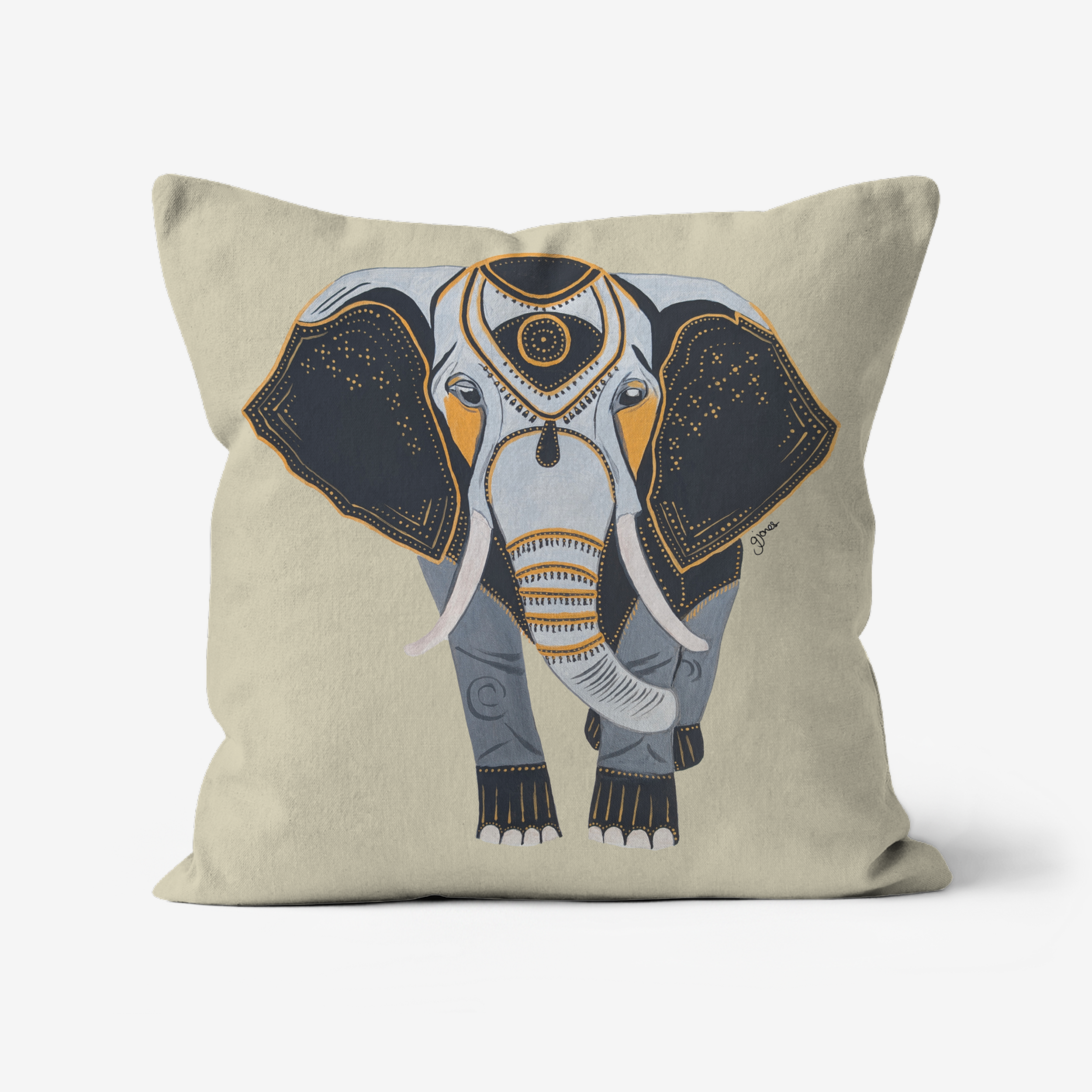 Wisdom - Elephant -  Original Art on Cushion Covers by Gemma Jones from the Power Animal Collection