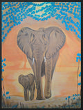 Sunset Theme Safari Animals - Elephant Mum and Baby