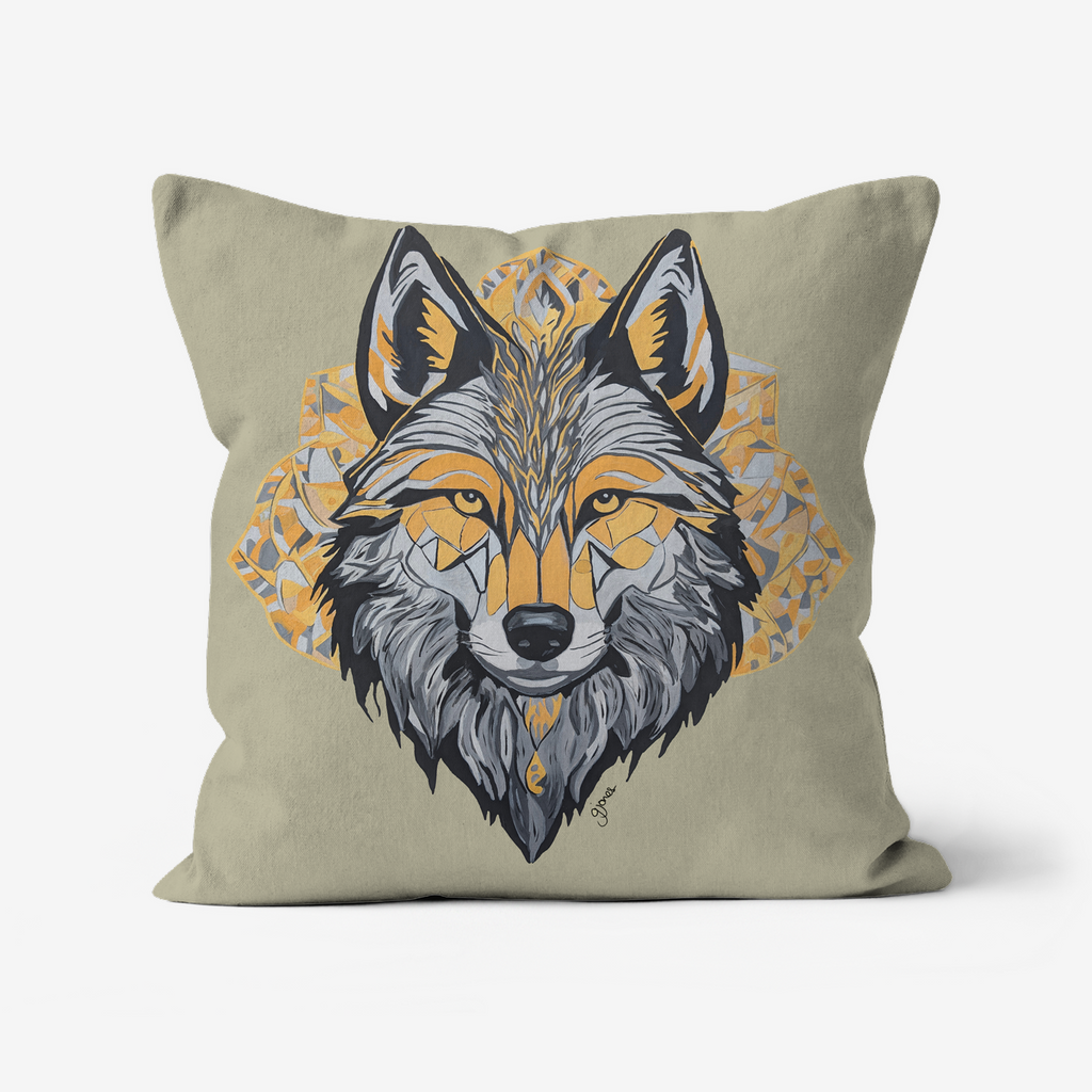 Brave - Wolf -  Original Art on Cushion Covers by Gemma Jones from the Power Animal Collection