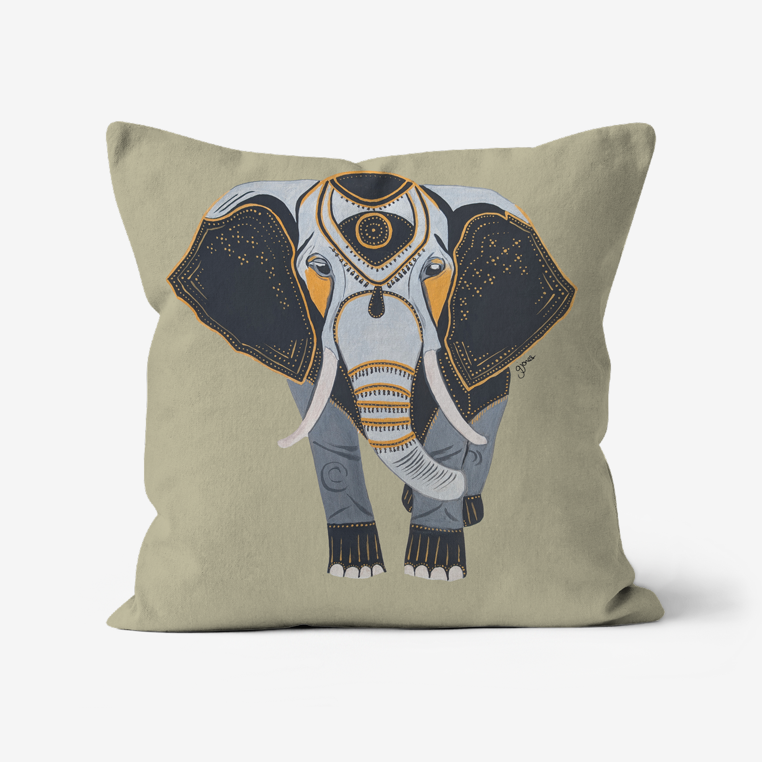 Wisdom - Elephant -  Original Art on Cushion Covers by Gemma Jones from the Power Animal Collection