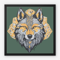 Framed Canvas Prints - Brave - Wolf - Power Animal Collection Monochrome Art by Gemma Jones