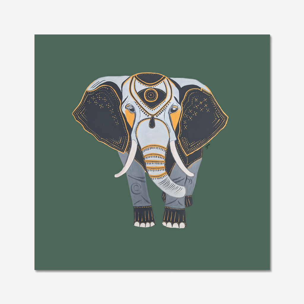 Fine Art Prints- Wisdom - Elephant - Power Animal Collection Monochrome Art by Gemma Jones