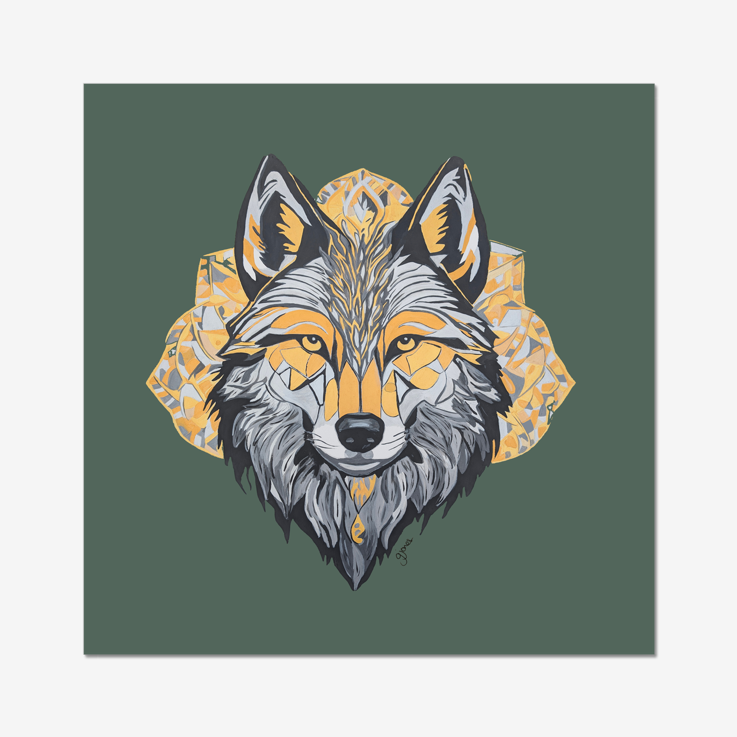 Fine Art Print - Brave - Wolf - Power Animal Collection Monochrome Art by Gemma Jones