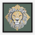 Framed Canvas Prints - Courageous - Lion - Power Animal Collection Monochrome Art by Gemma Jones