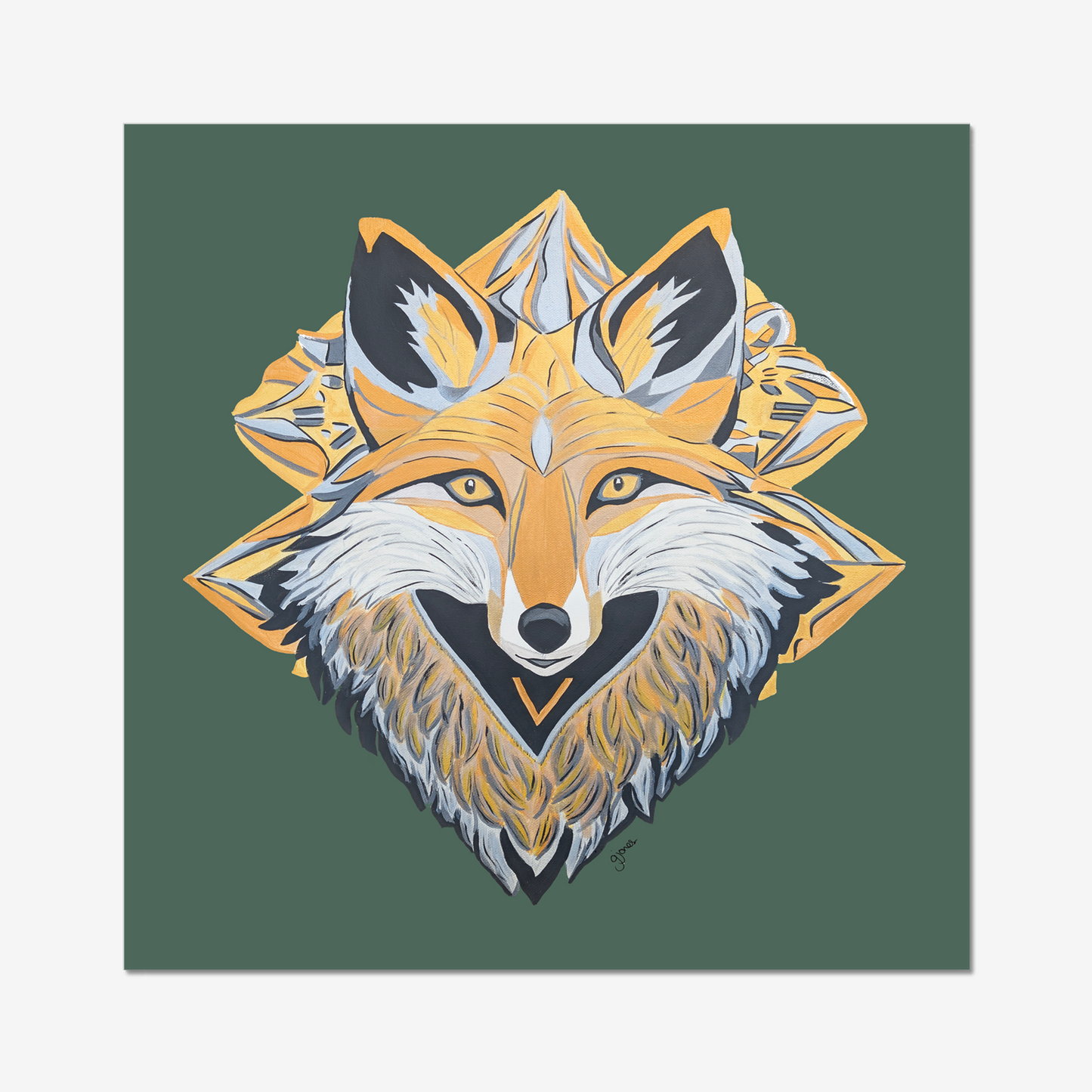 Fine Art Prints-Grace - Fox - Power Animal Collection Monochrome Art by Gemma Jones