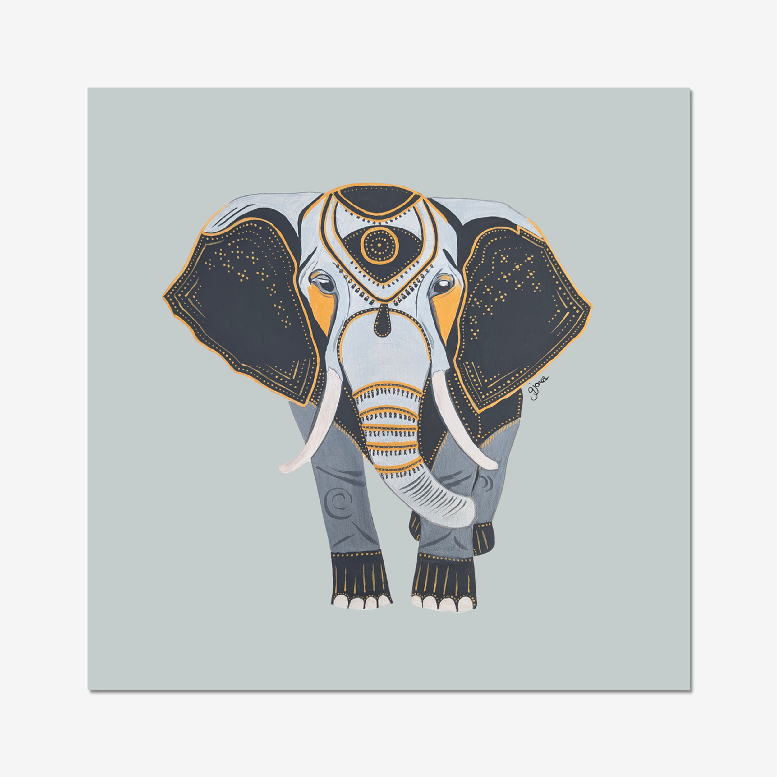Fine Art Prints- Wisdom - Elephant - Power Animal Collection Monochrome Art by Gemma Jones