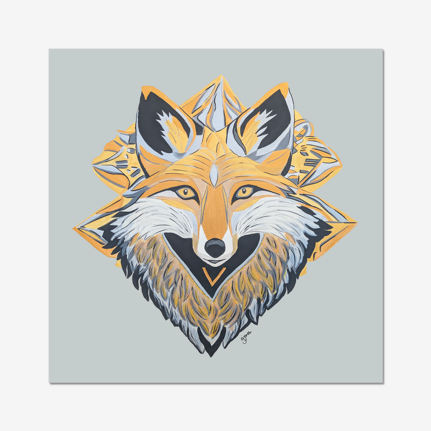 Fine Art Prints-Grace - Fox - Power Animal Collection Monochrome Art by Gemma Jones
