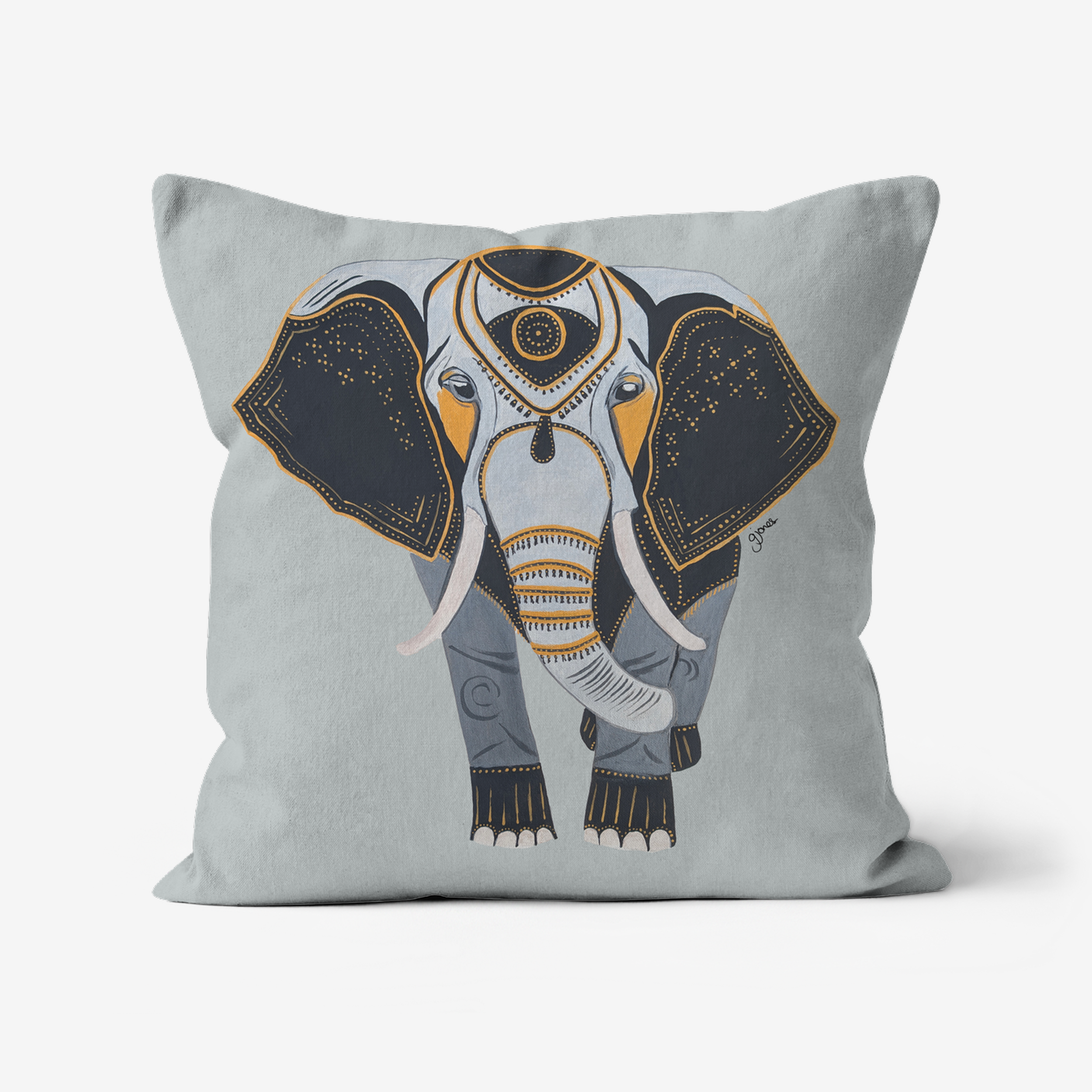 Wisdom - Elephant -  Original Art on Cushion Covers by Gemma Jones from the Power Animal Collection