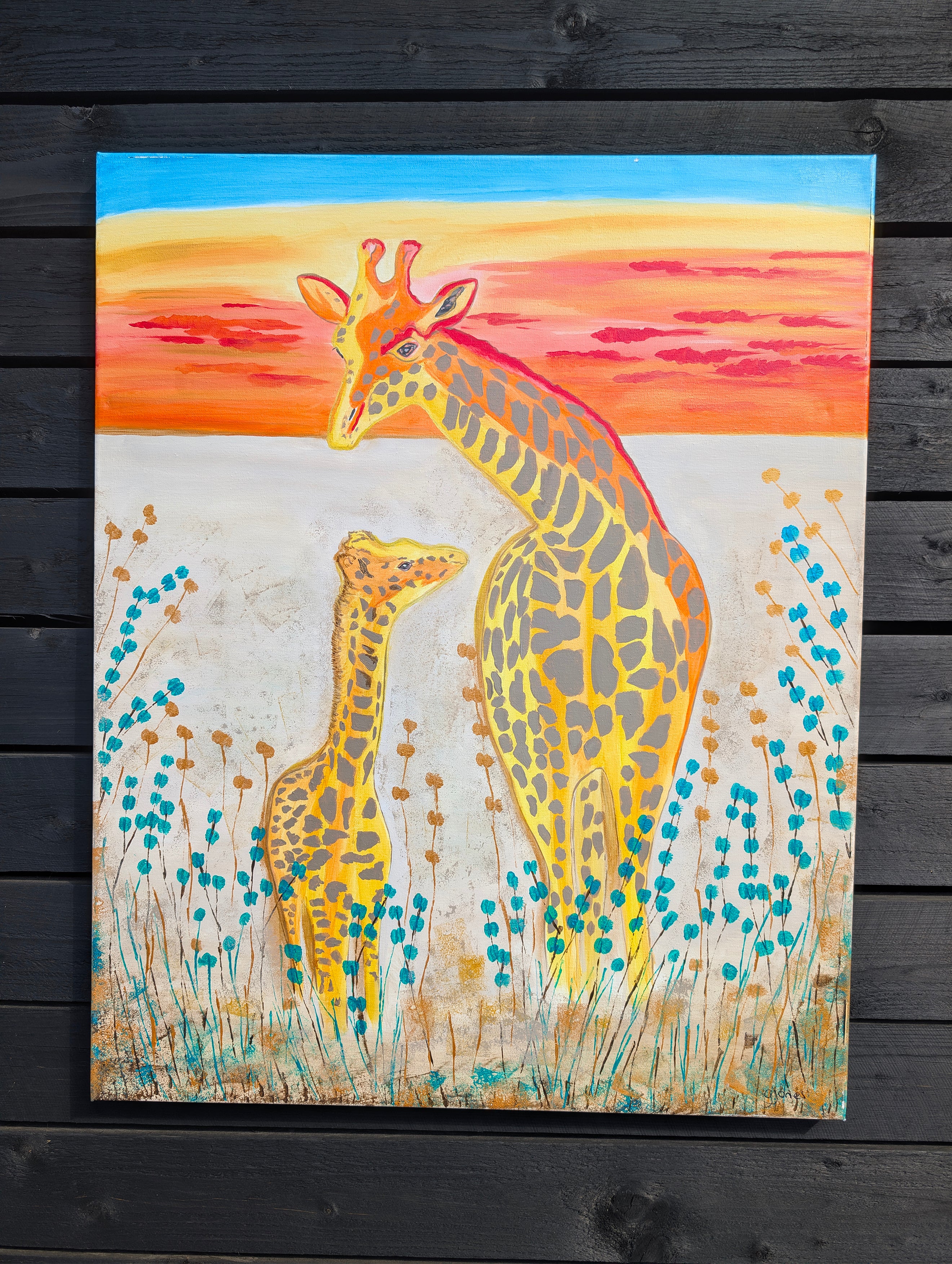 Original Art - Giraffe Mum & Baby