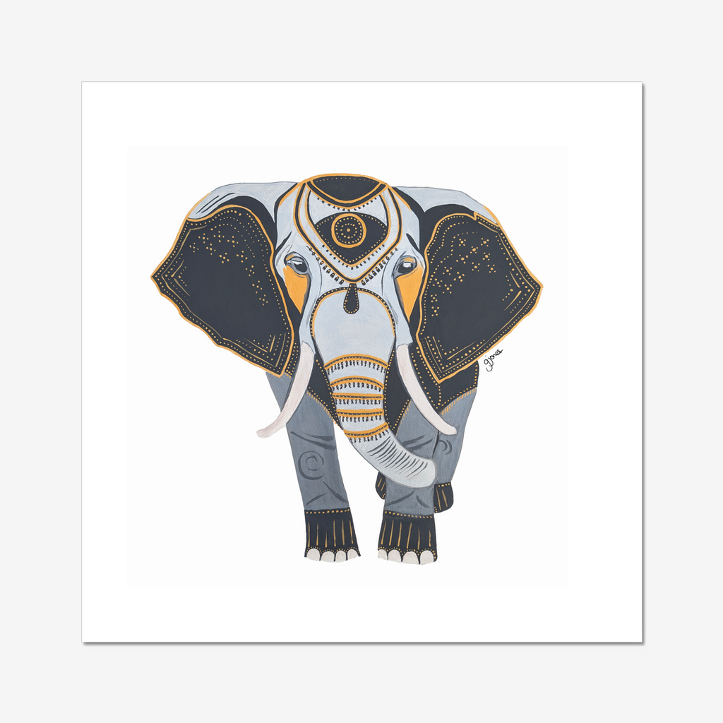 Fine Art Prints- Wisdom - Elephant - Power Animal Collection Monochrome Art by Gemma Jones