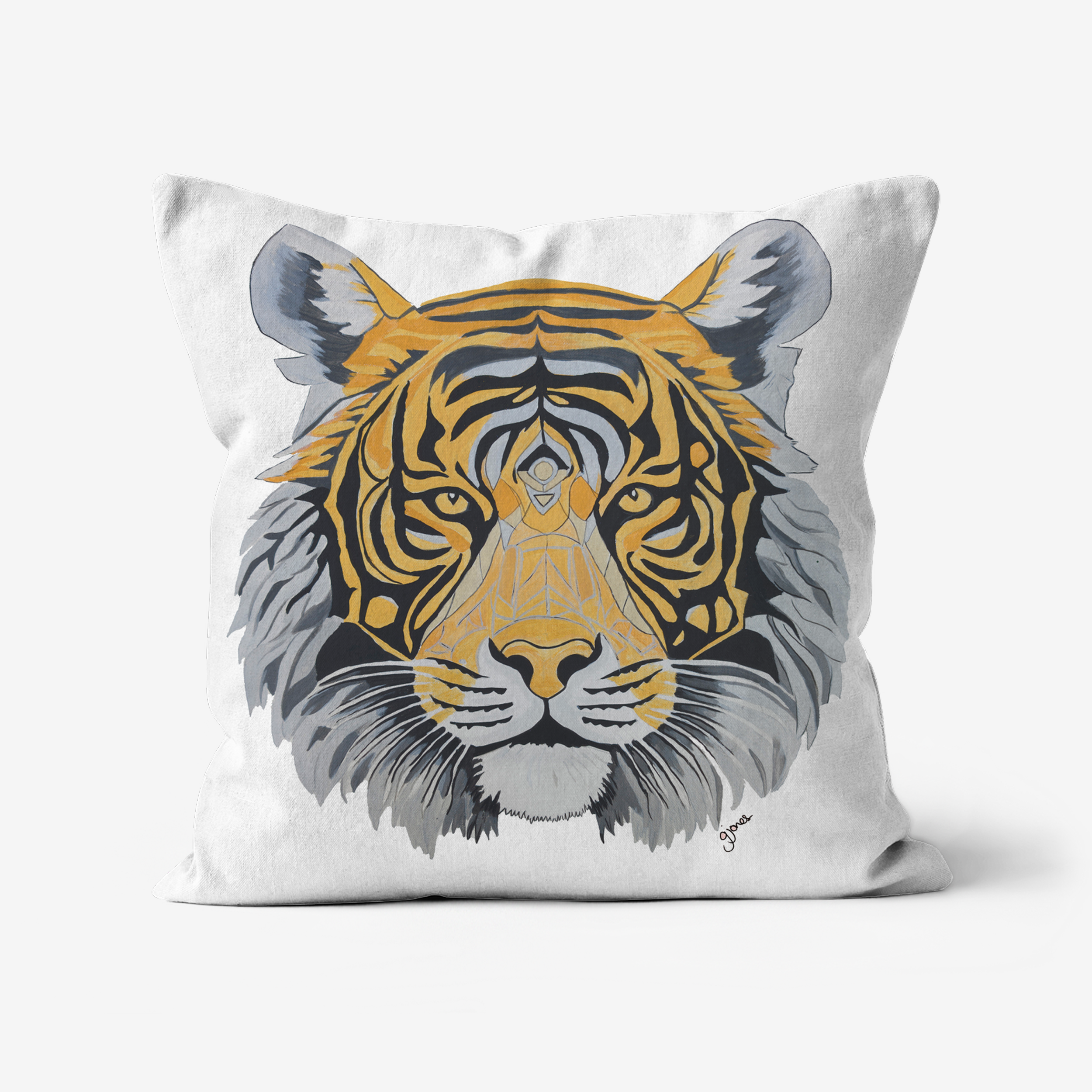 Strength - Tiger -  Original Art on Cushion Covers by Gemma Jones from the Power Animal Collection