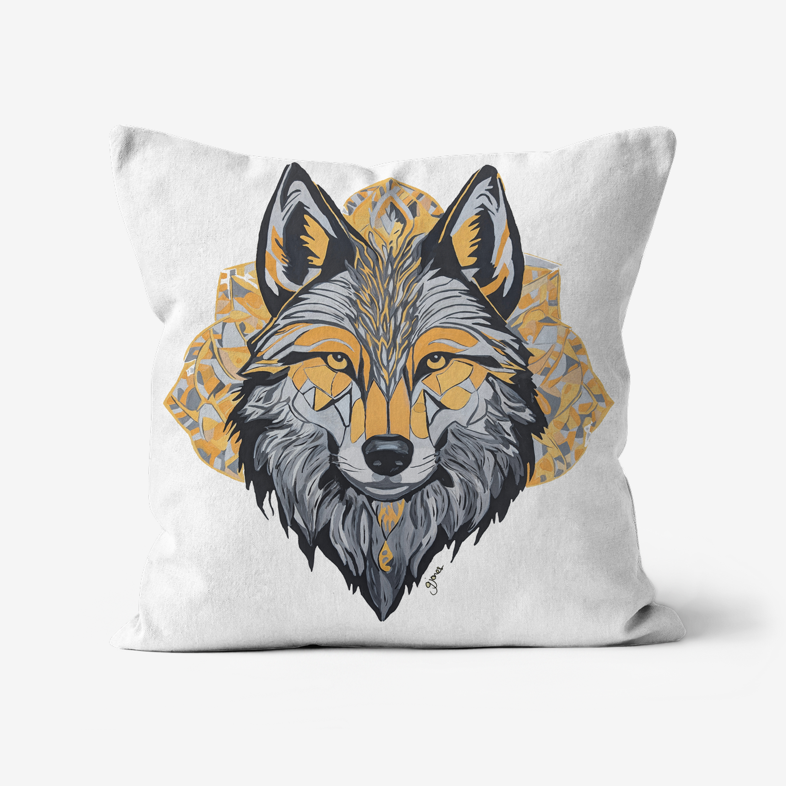 Brave - Wolf -  Original Art on Cushion Covers by Gemma Jones from the Power Animal Collection