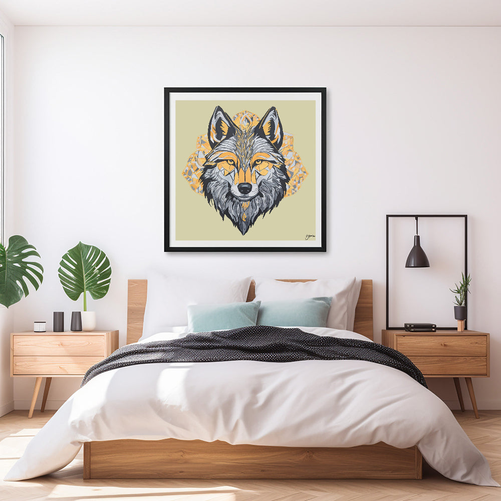 Fine Art Print - Brave - Wolf - Power Animal Collection Monochrome Art by Gemma Jones