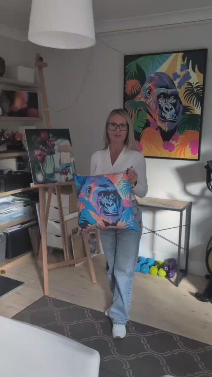 Gorilla -  Original Art on Cushion Covers by Gemma Jones