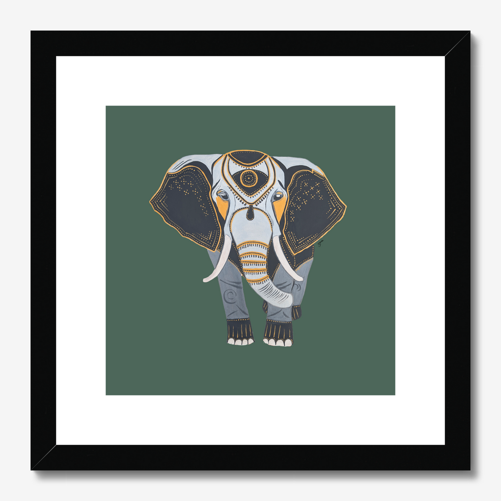 Fine Art Prints- Wisdom - Elephant - Power Animal Collection Monochrome Art by Gemma Jones