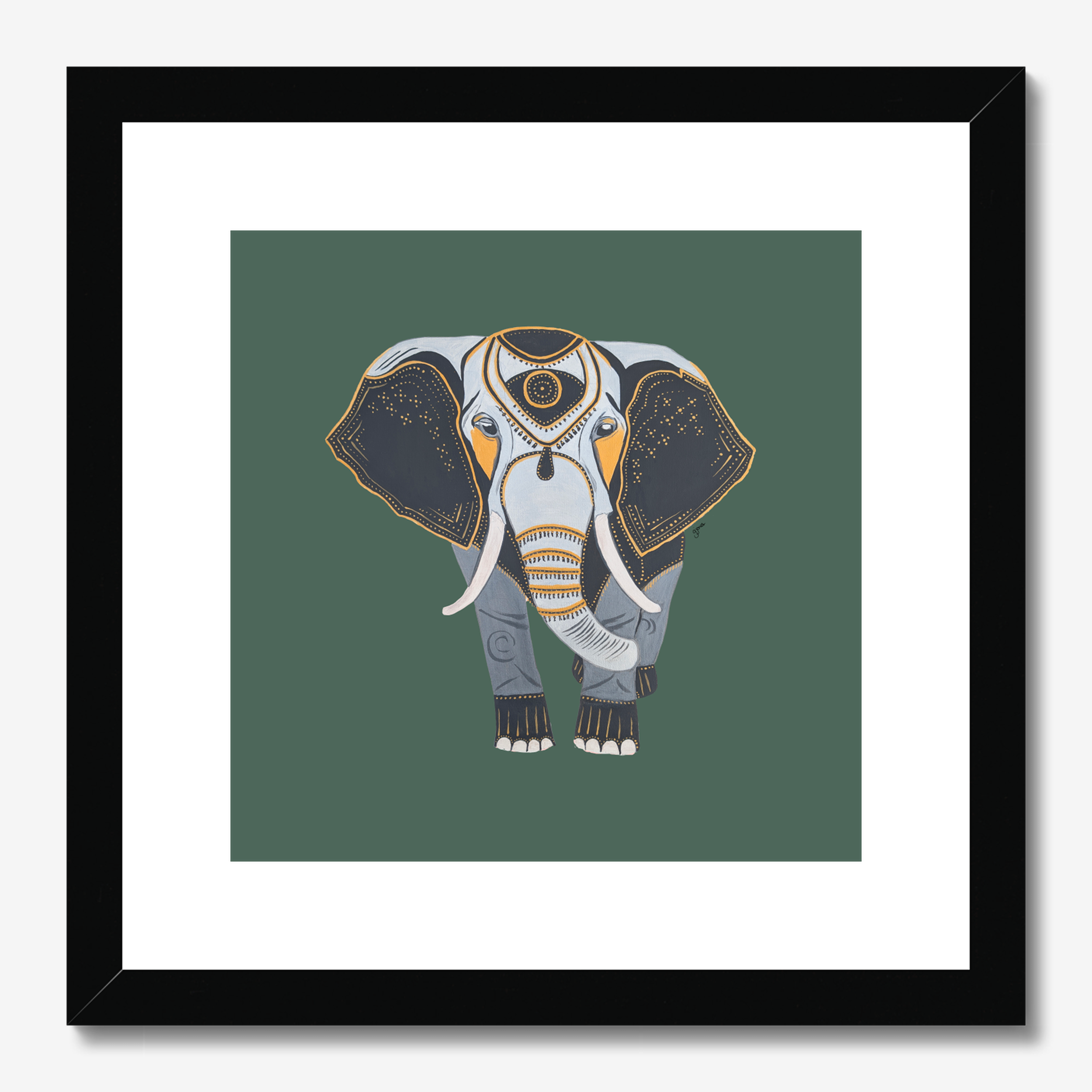 Fine Art Prints- Wisdom - Elephant - Power Animal Collection Monochrome Art by Gemma Jones