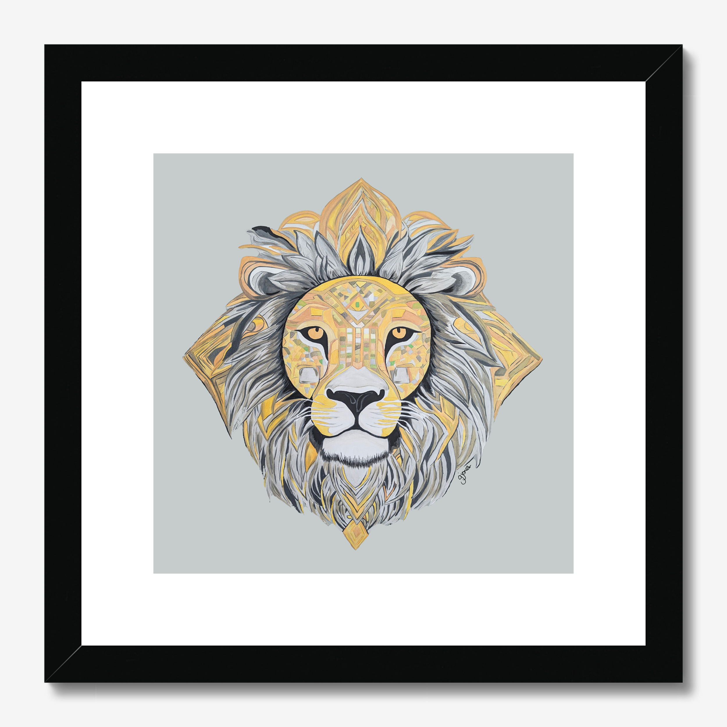 Fine Art Prints - Courageous - Lion - Power Animal Collection Monochrome Art by Gemma Jones