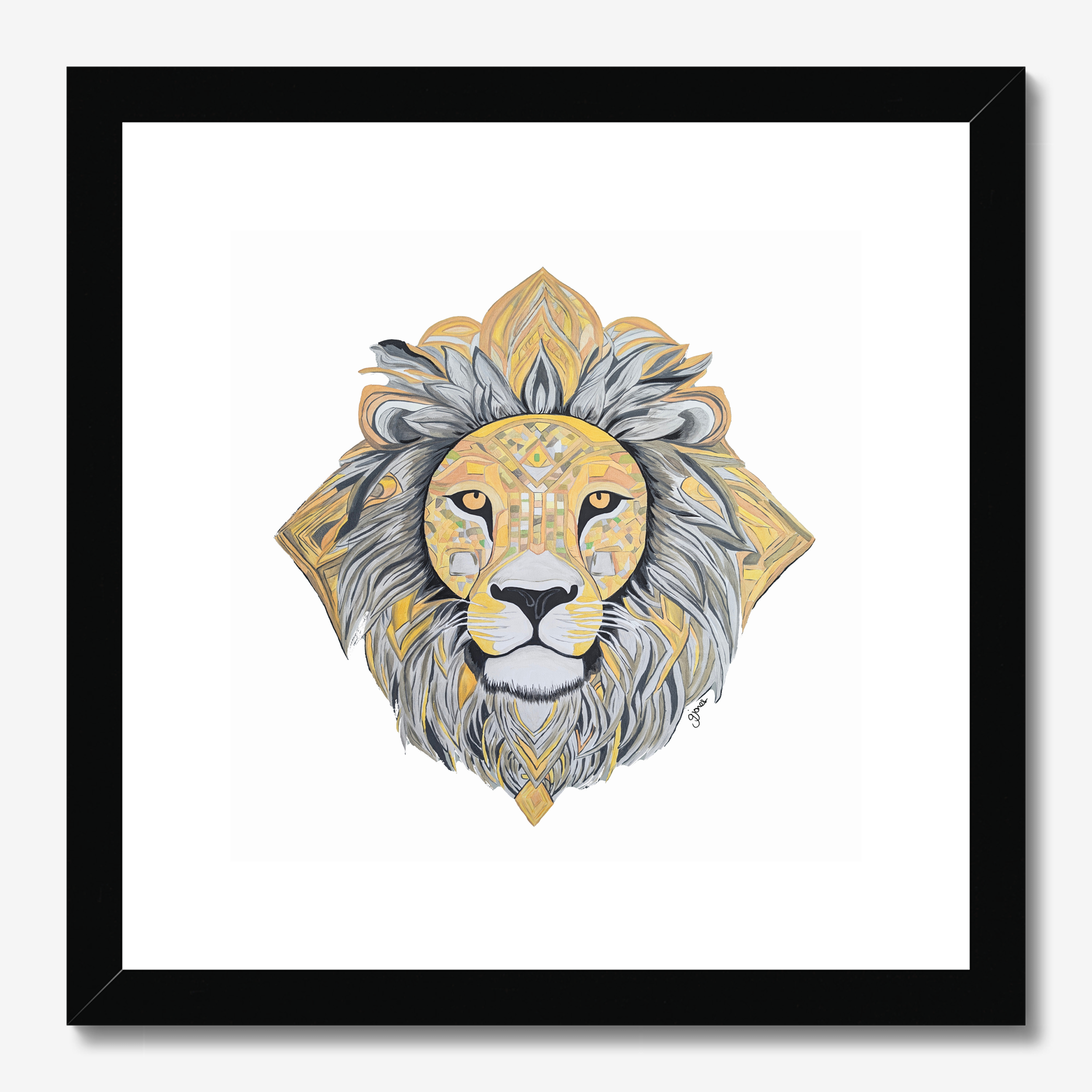 Fine Art Prints - Courageous - Lion - Power Animal Collection Monochrome Art by Gemma Jones