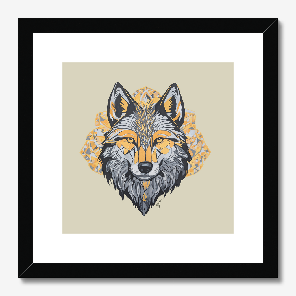 Fine Art Print - Brave - Wolf - Power Animal Collection Monochrome Art by Gemma Jones