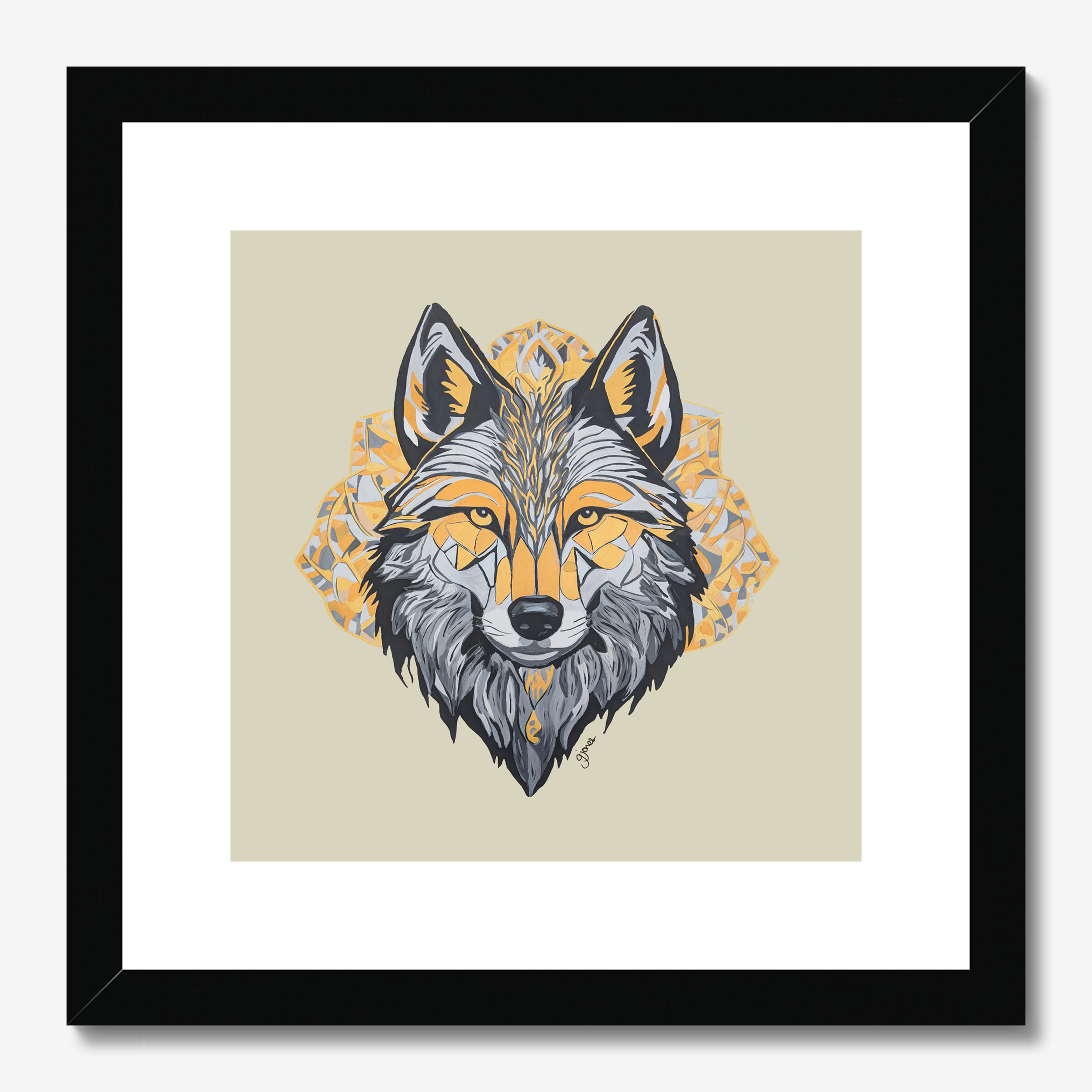 Fine Art Print - Brave - Wolf - Power Animal Collection Monochrome Art by Gemma Jones