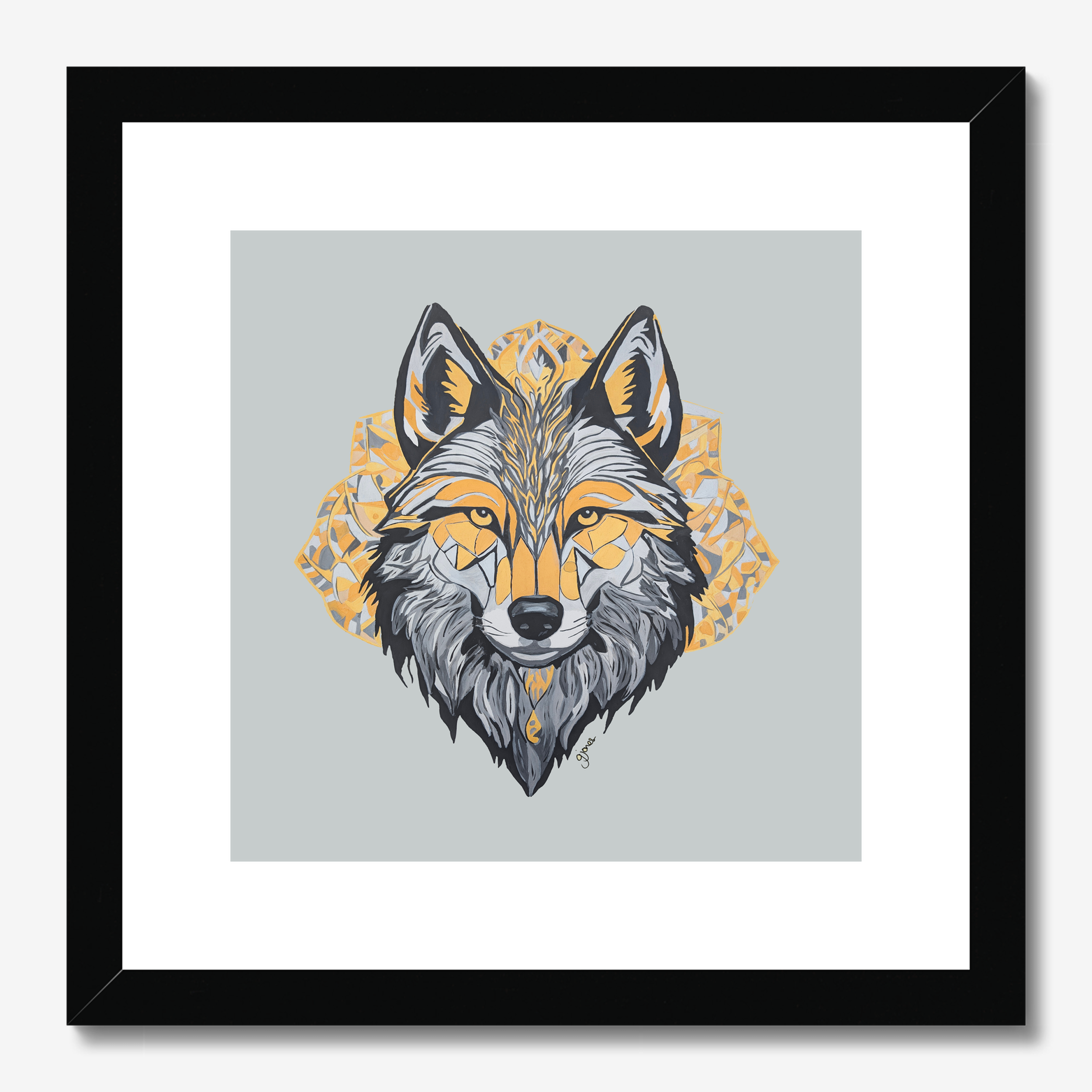 Fine Art Print - Brave - Wolf - Power Animal Collection Monochrome Art by Gemma Jones