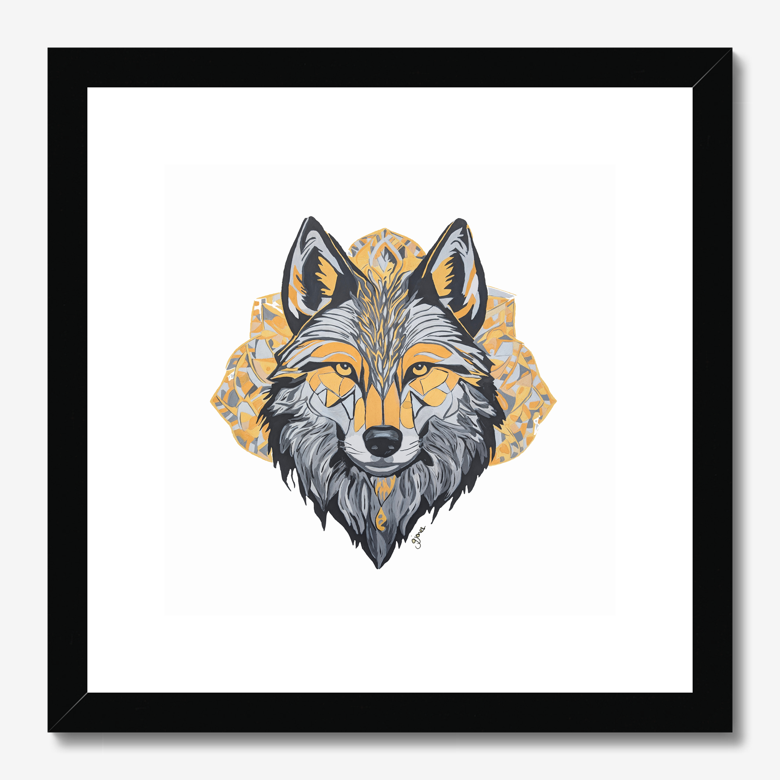 Fine Art Print - Brave - Wolf - Power Animal Collection Monochrome Art by Gemma Jones