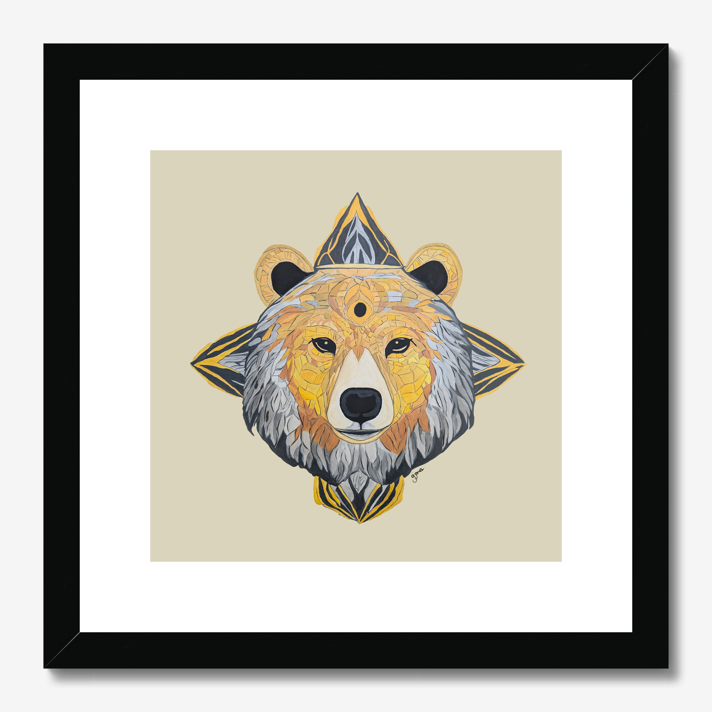 Fine Art Prints - Protection - Bear - Power Animal Collection Monochrome Art by Gemma Jones
