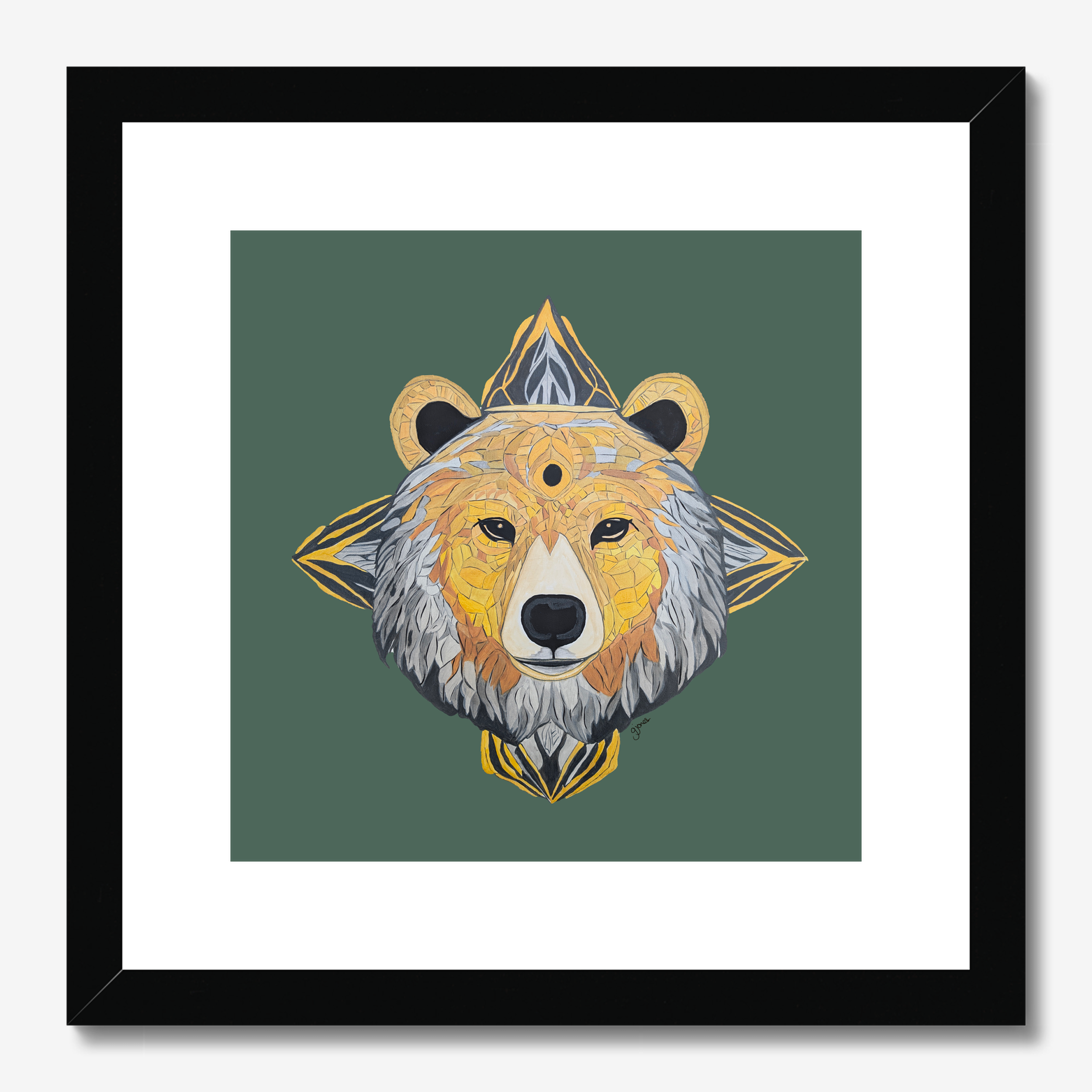 Fine Art Prints - Protection - Bear - Power Animal Collection Monochrome Art by Gemma Jones