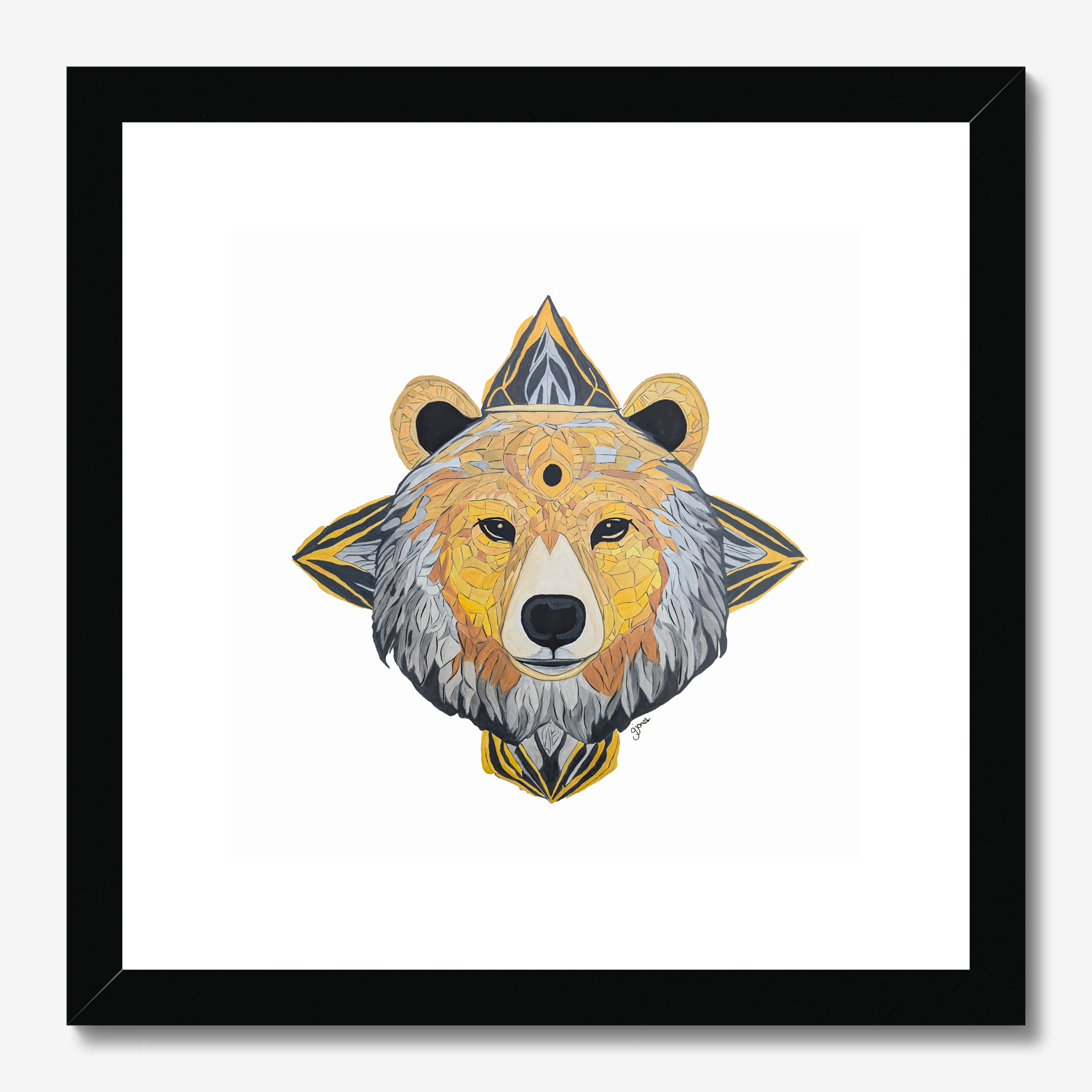 Fine Art Prints - Protection - Bear - Power Animal Collection Monochrome Art by Gemma Jones