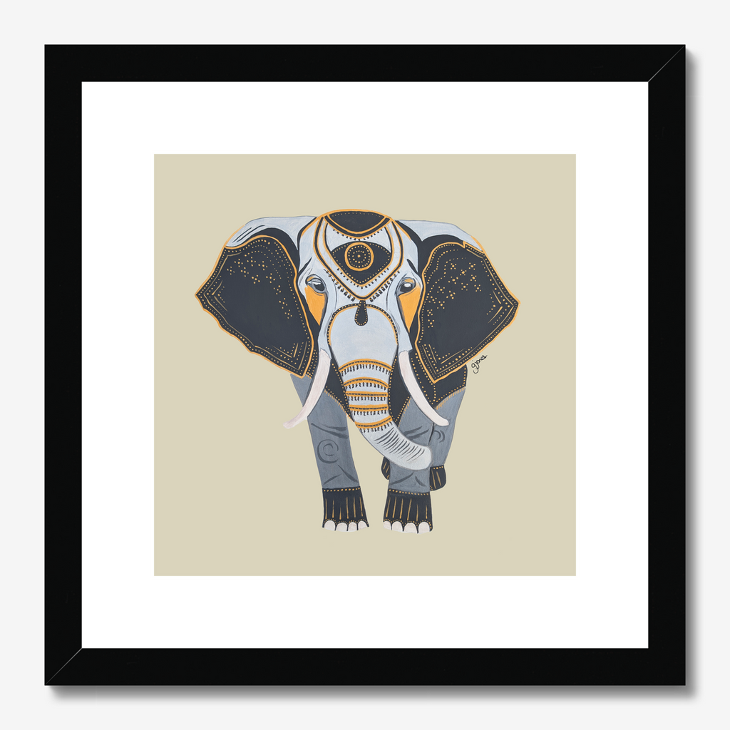 Fine Art Prints- Wisdom - Elephant - Power Animal Collection Monochrome Art by Gemma Jones