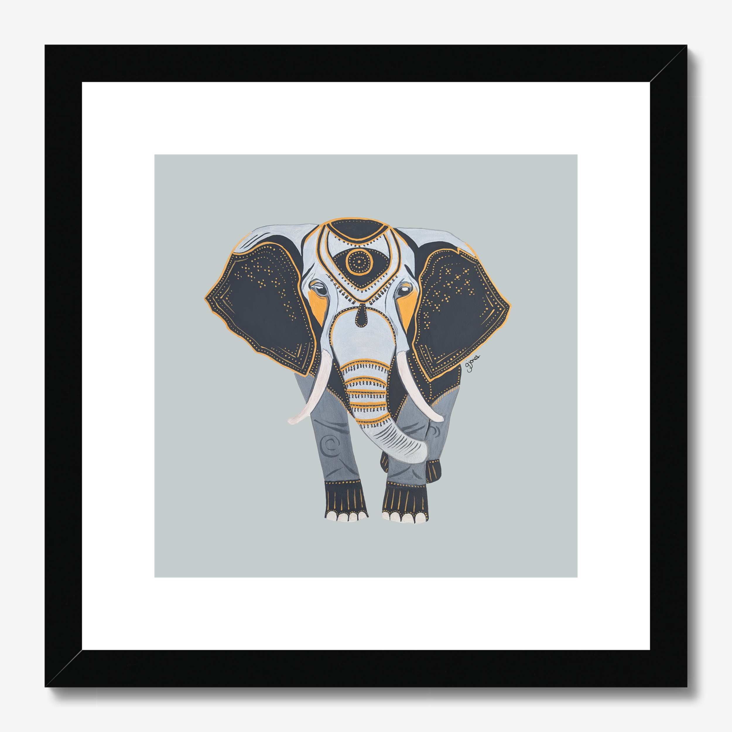 Fine Art Prints- Wisdom - Elephant - Power Animal Collection Monochrome Art by Gemma Jones