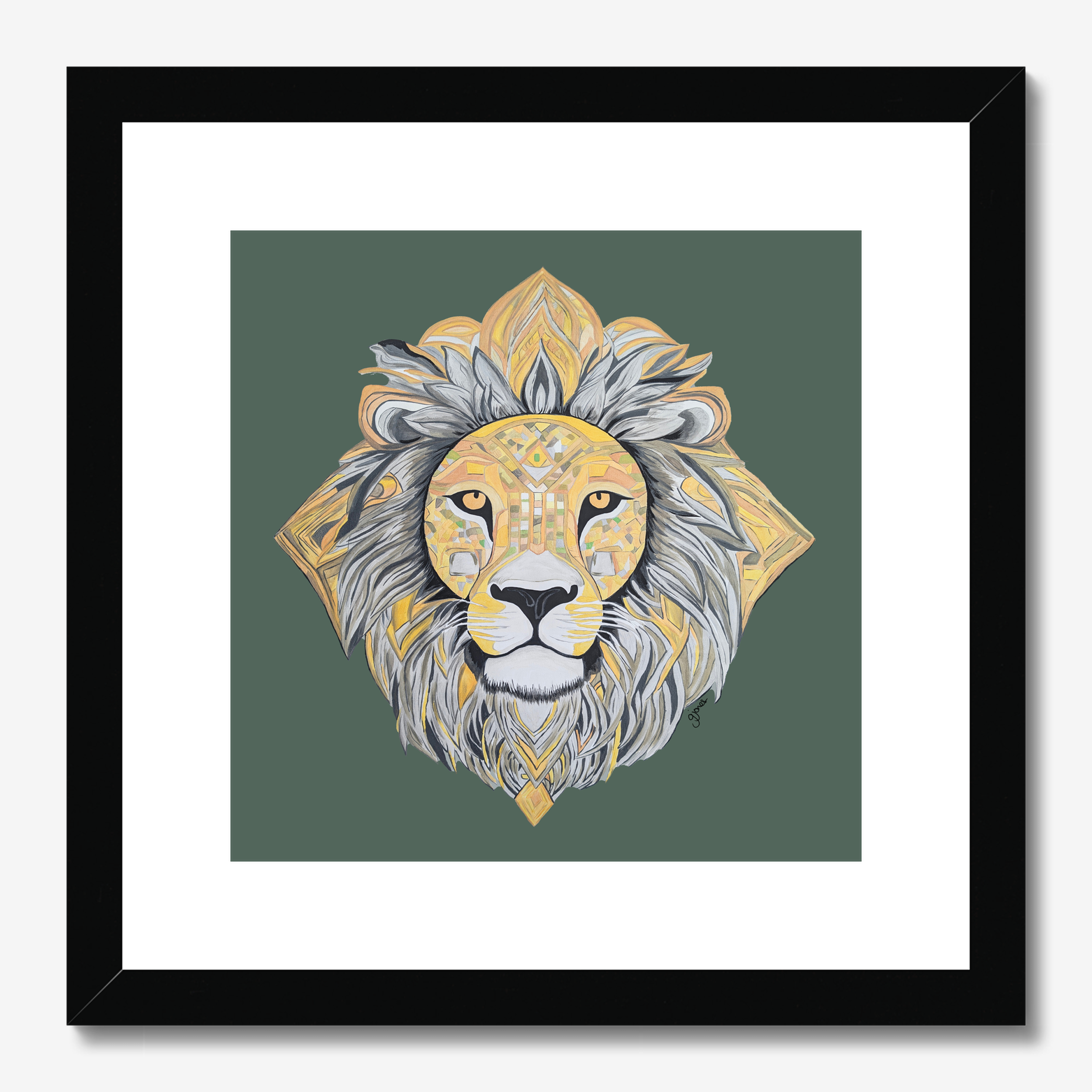 Fine Art Prints - Courageous - Lion - Power Animal Collection Monochrome Art by Gemma Jones