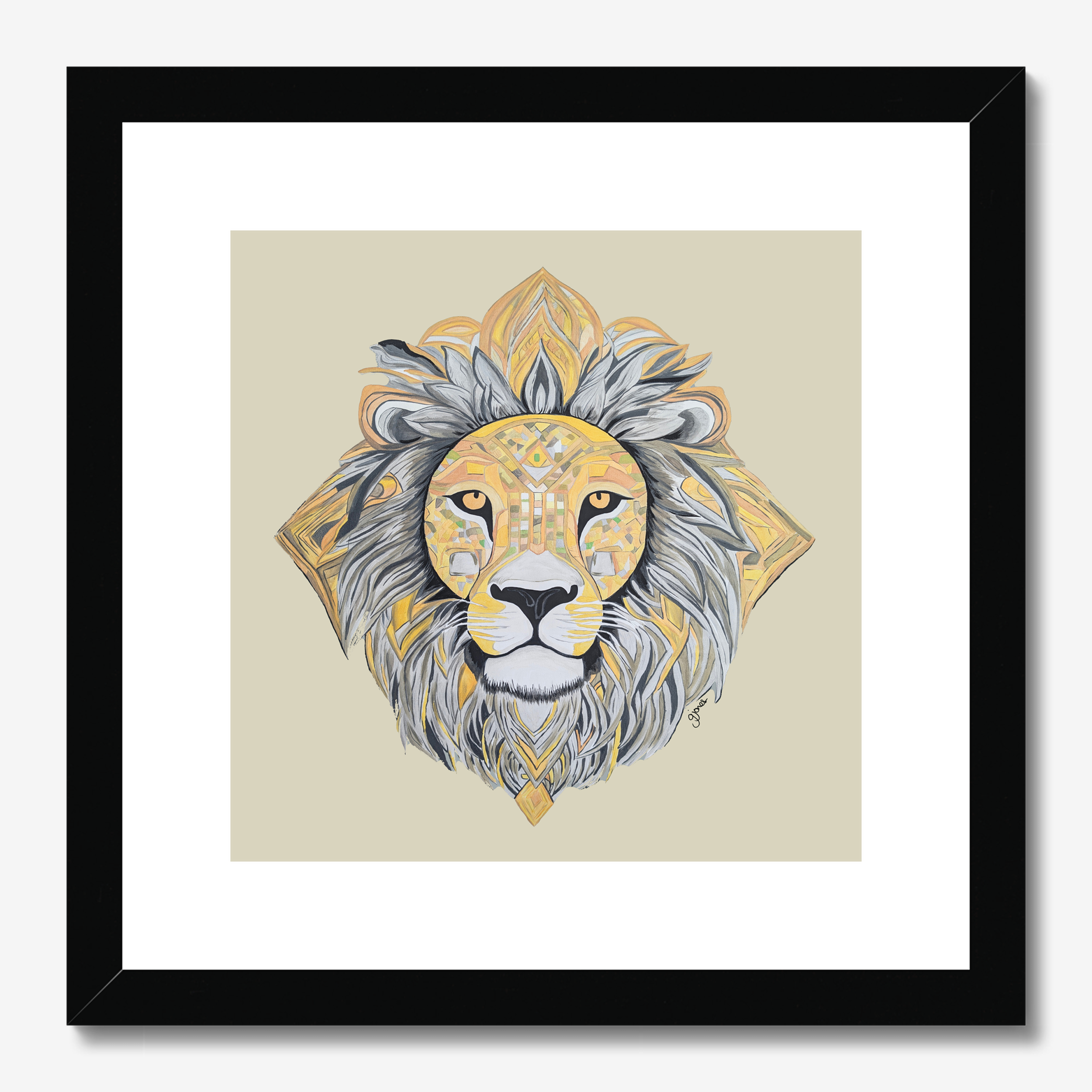 Fine Art Prints - Courageous - Lion - Power Animal Collection Monochrome Art by Gemma Jones