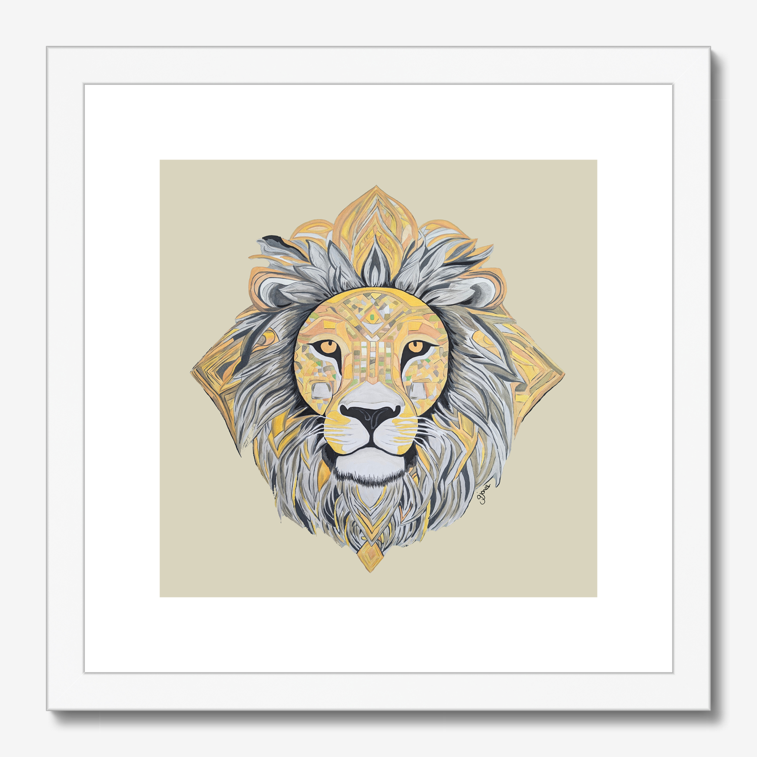 Fine Art Prints - Courageous - Lion - Power Animal Collection Monochrome Art by Gemma Jones