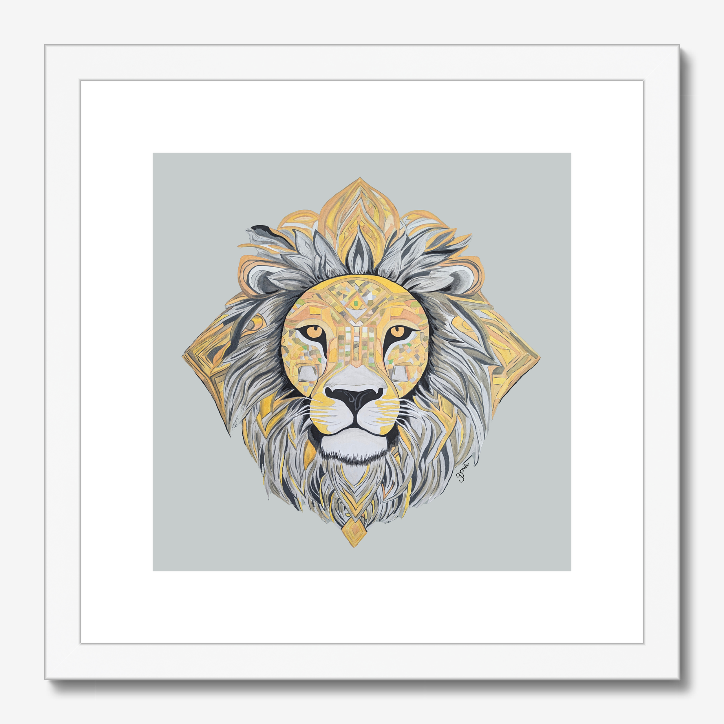 Fine Art Prints - Courageous - Lion - Power Animal Collection Monochrome Art by Gemma Jones