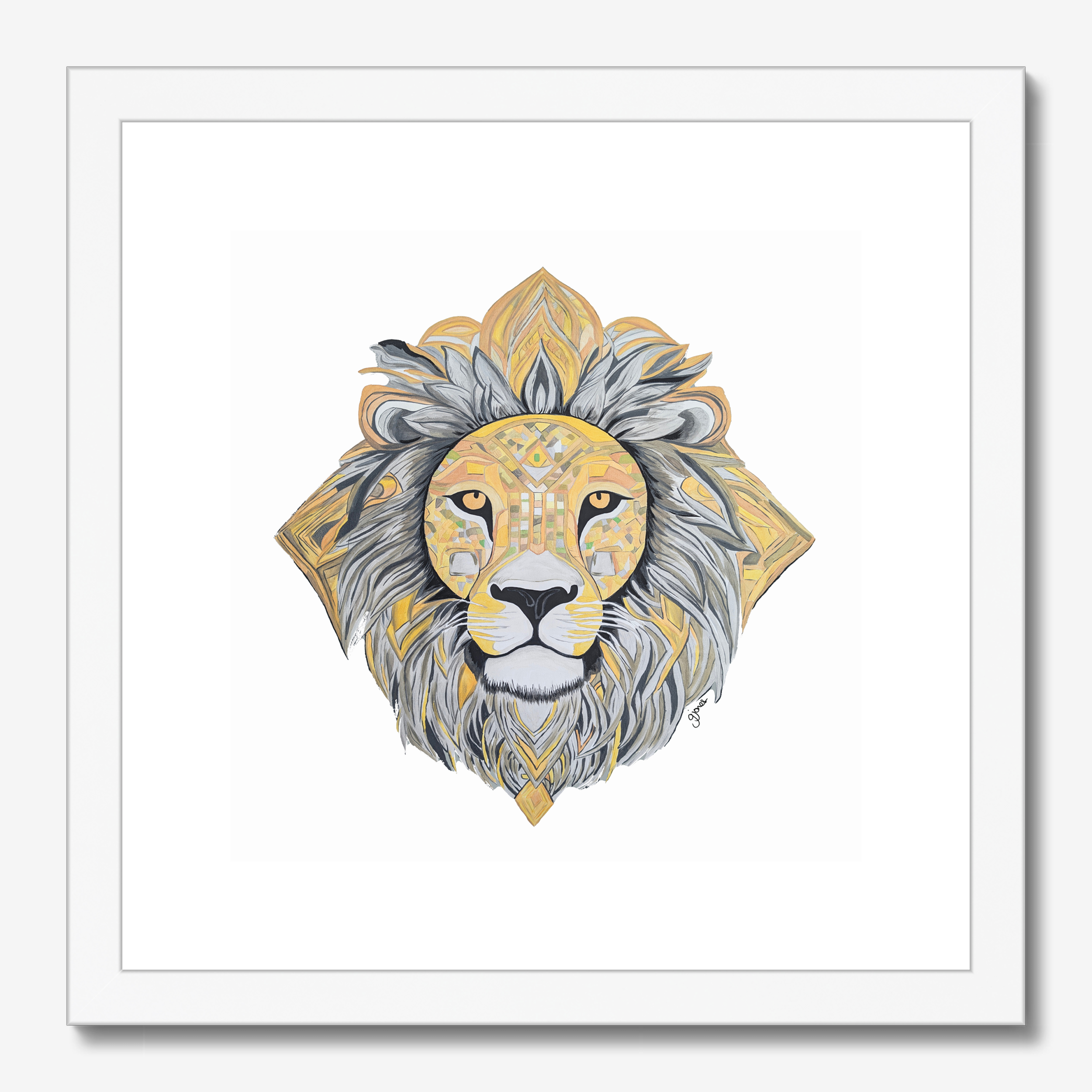 Fine Art Prints - Courageous - Lion - Power Animal Collection Monochrome Art by Gemma Jones