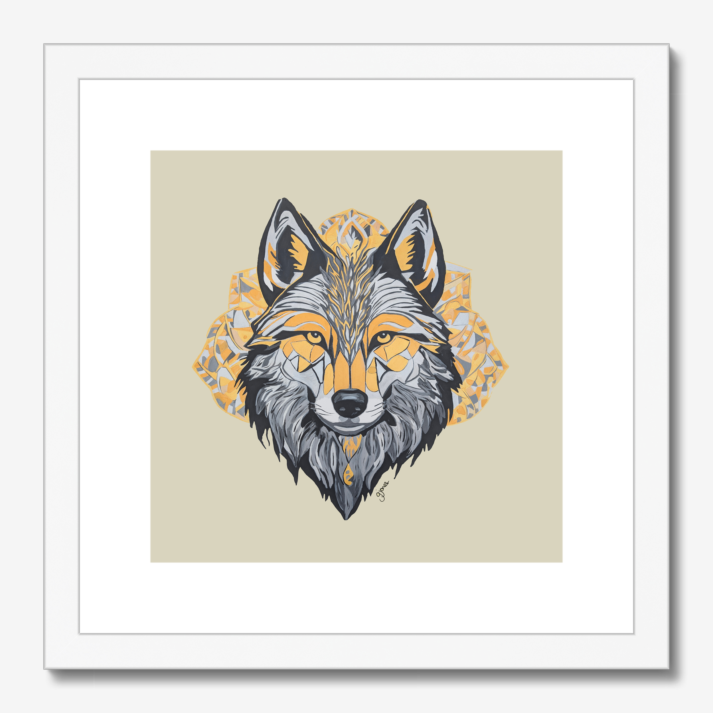 Fine Art Print - Brave - Wolf - Power Animal Collection Monochrome Art by Gemma Jones