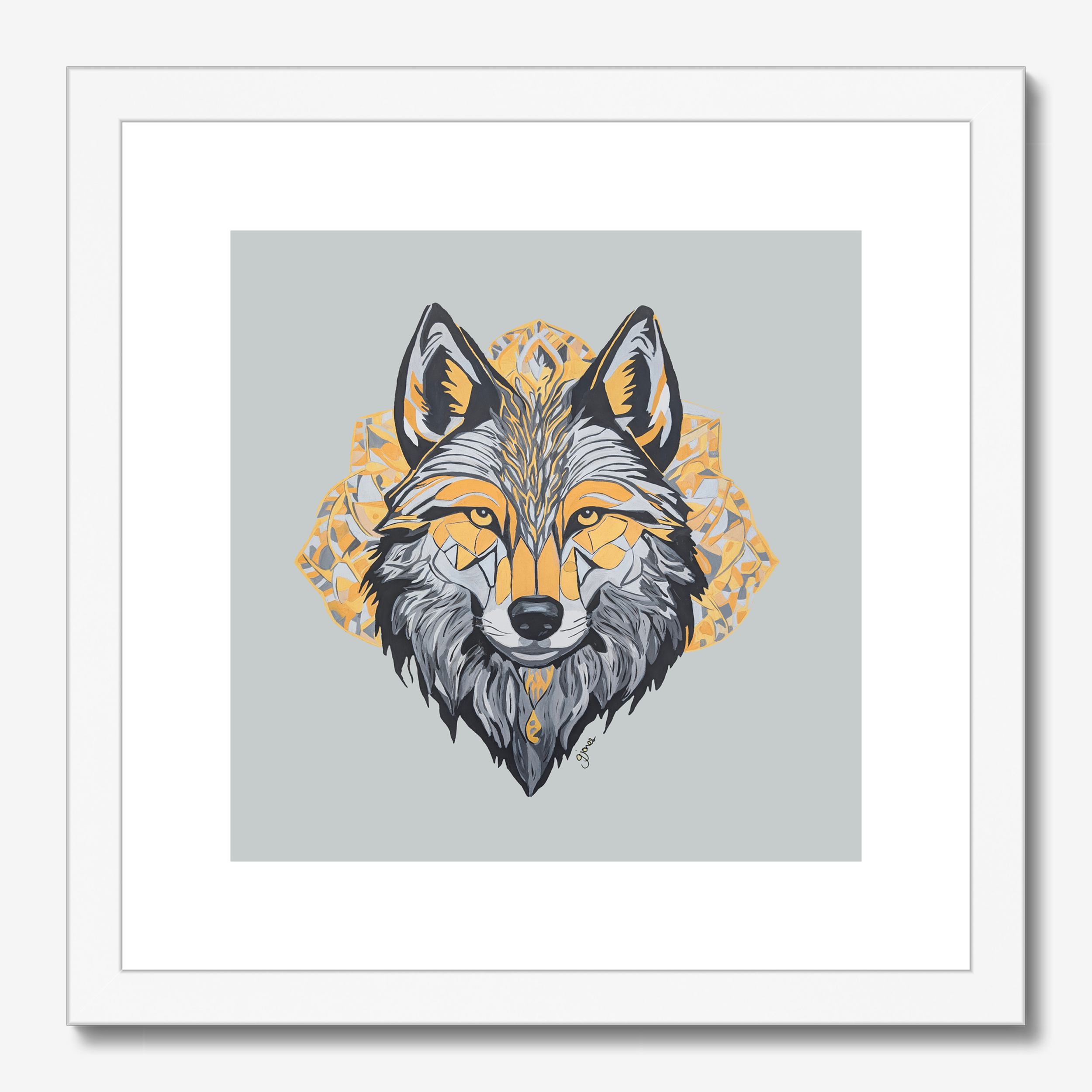 Fine Art Print - Brave - Wolf - Power Animal Collection Monochrome Art by Gemma Jones