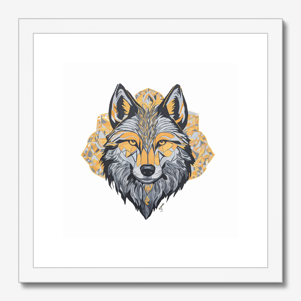 Fine Art Print - Brave - Wolf - Power Animal Collection Monochrome Art by Gemma Jones