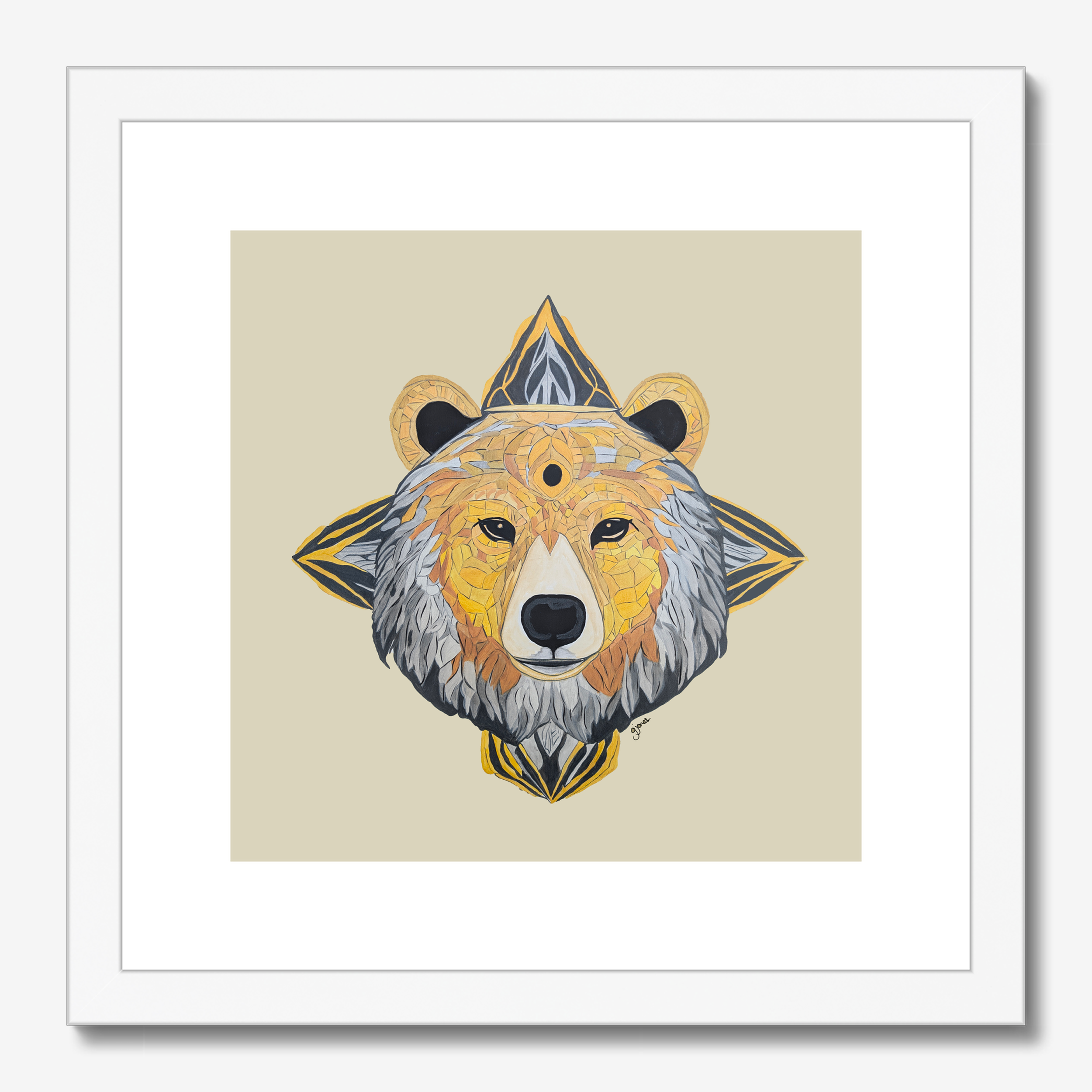 Fine Art Prints - Protection - Bear - Power Animal Collection Monochrome Art by Gemma Jones